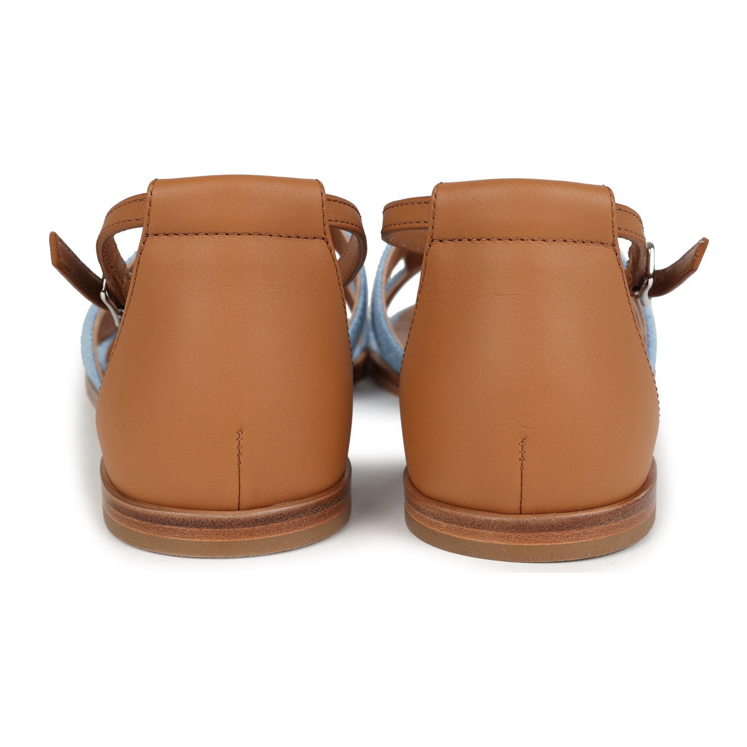 Hermes Santorini Sandals Bleu Clair and Naturel Denim Palladium Hardware 38 EU