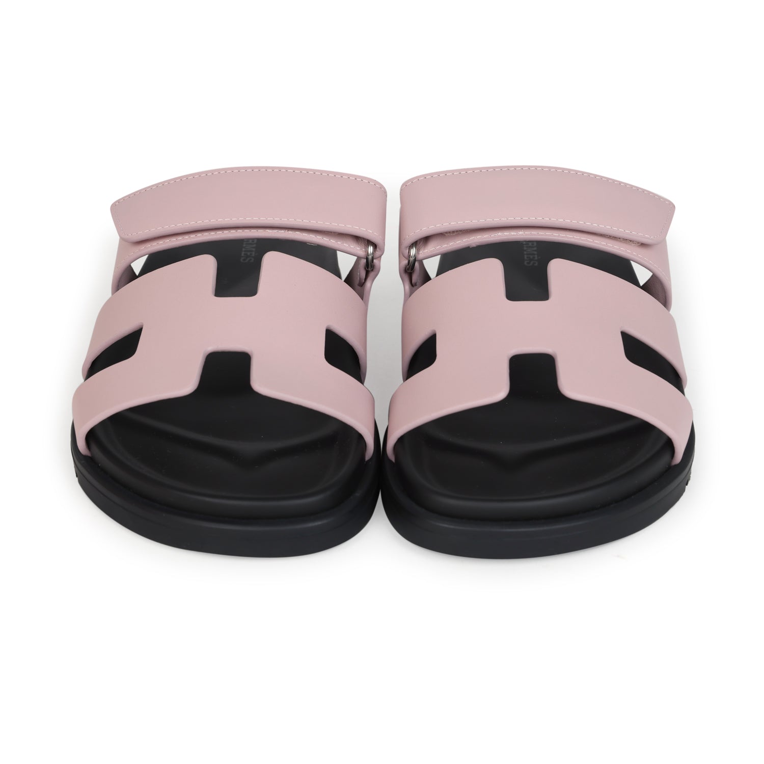 Hermes Chypre Techno Sandals Rose Cancan Calfskin Palladium Hardware 37 EU
