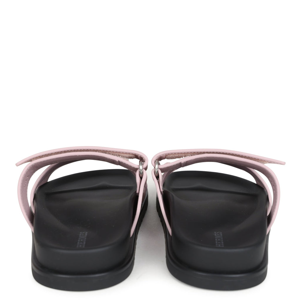 Hermes Chypre Techno Sandals Rose Cancan Calfskin Palladium Hardware 35 EU