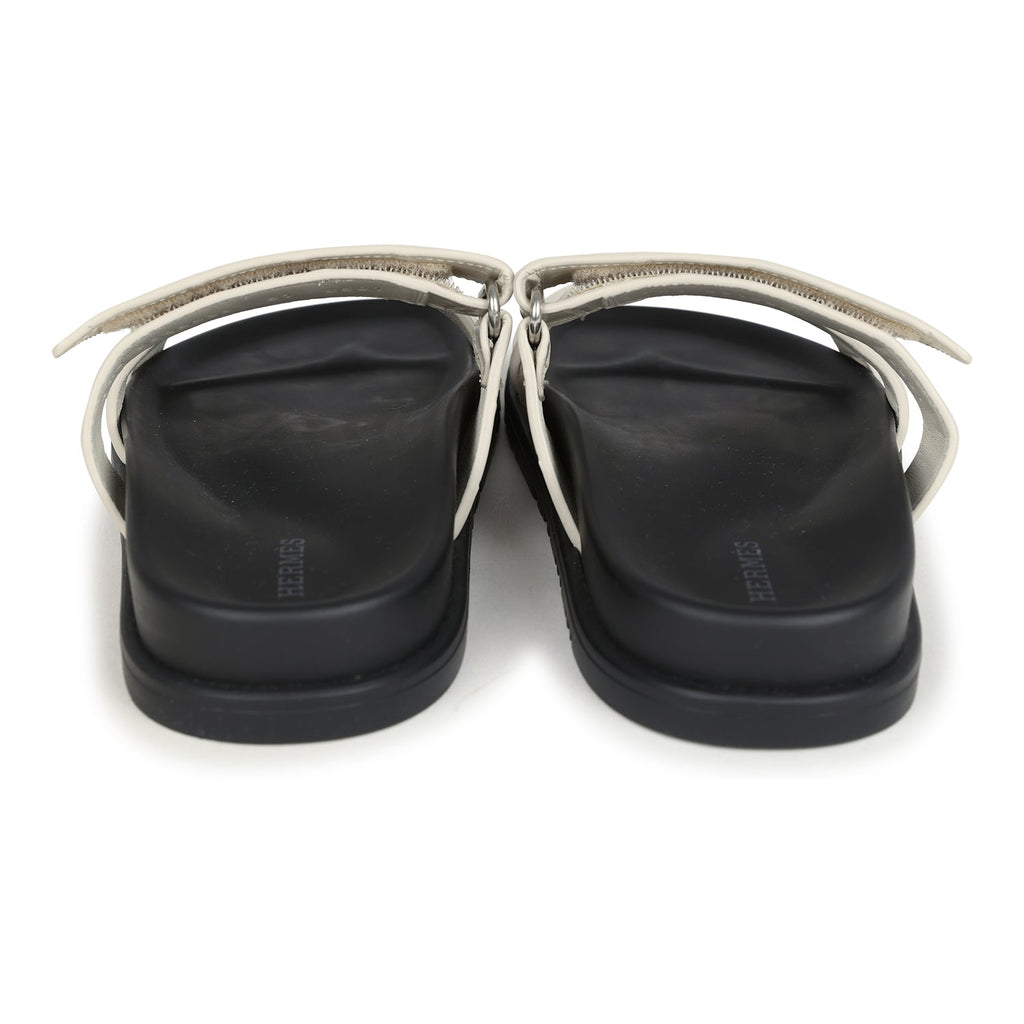 Hermes Chypre Techno Sandals Beige Glaise Matte Alligator Palladium Hardware 37 EU