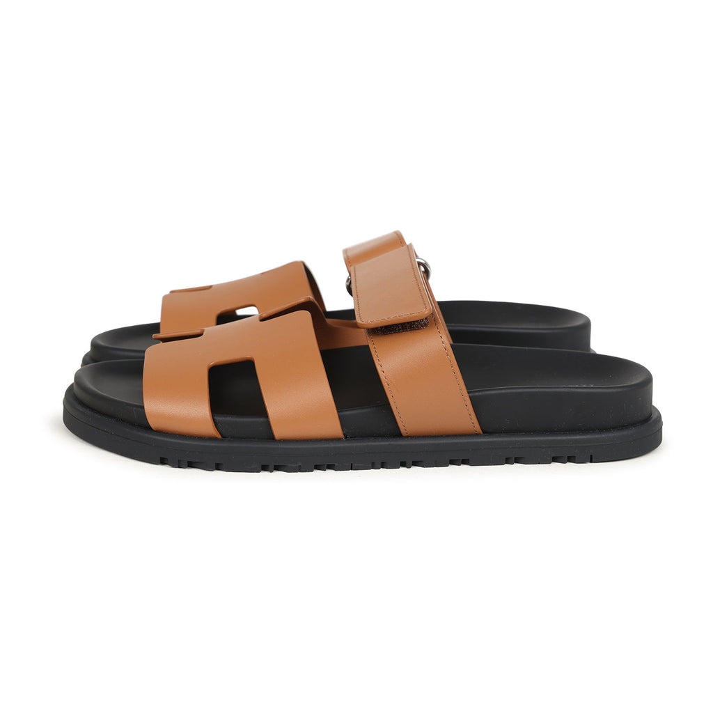 Hermes Chypre Techno Sandals Naturel Calfskin Palladium Hardware 36 EU