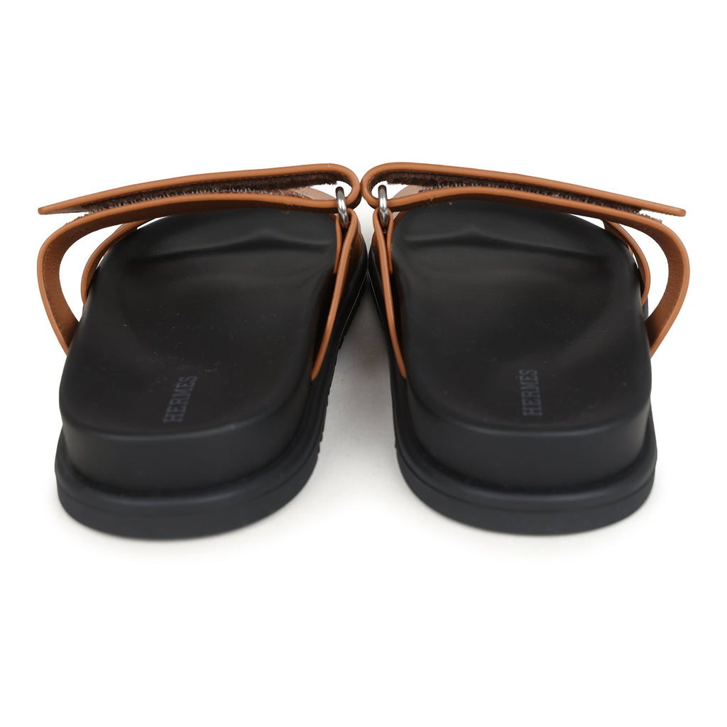 Hermes Chypre Techno Sandals Naturel Calfskin Palladium Hardware 36 EU