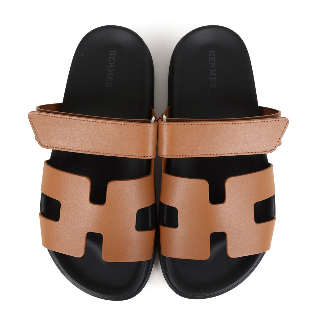 Hermes Chypre Techno Sandals Naturel Calfskin Palladium Hardware 36 EU