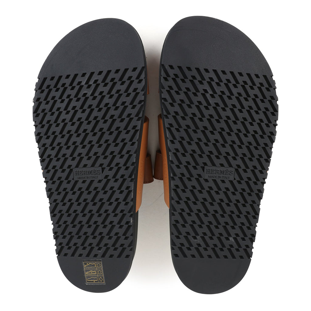 Hermes Chypre Techno Sandals Naturel Calfskin Palladium Hardware 36 EU