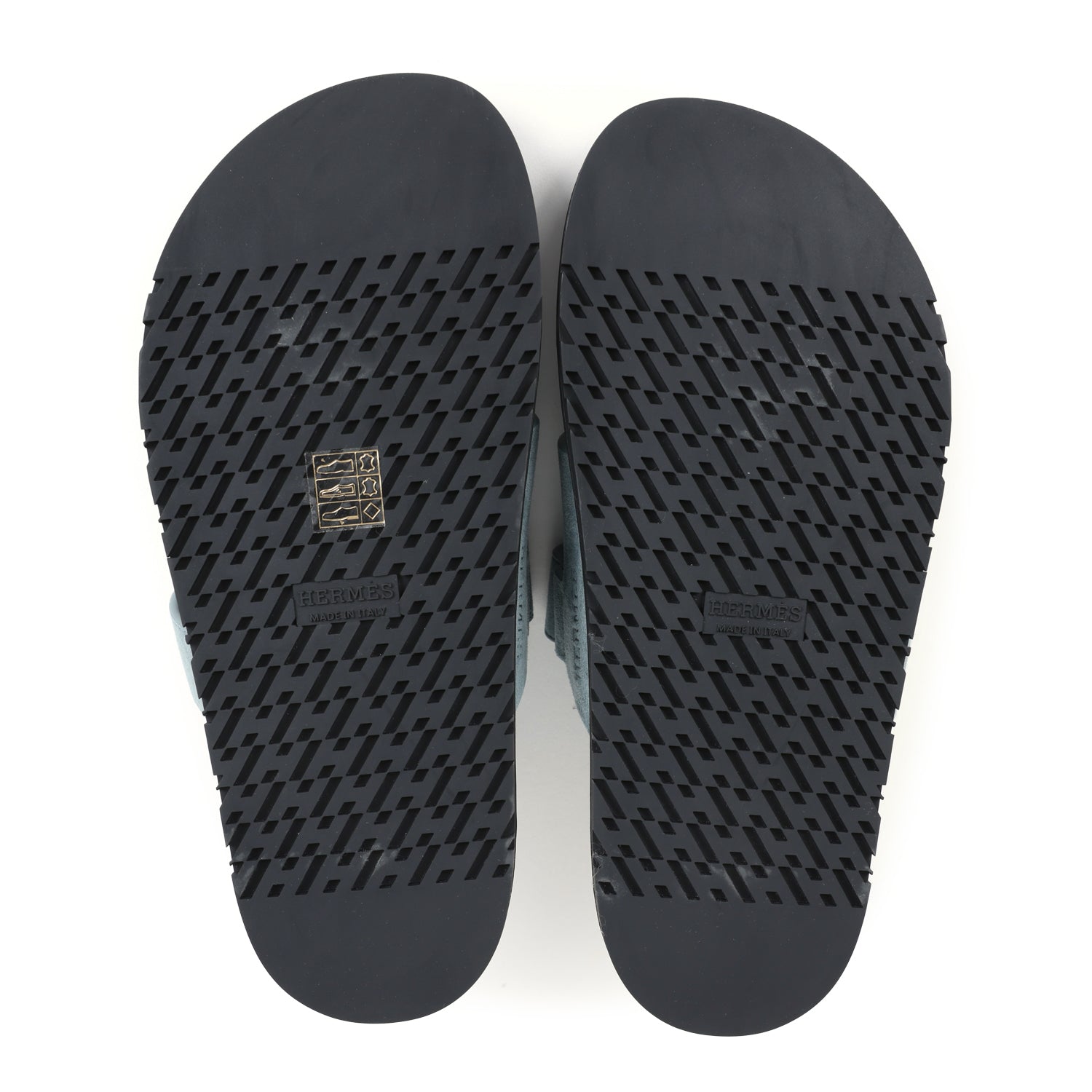 Hermes Chypre Techno Sandals Bleu Tonnerre Suede Palladium Hardware 37 EU