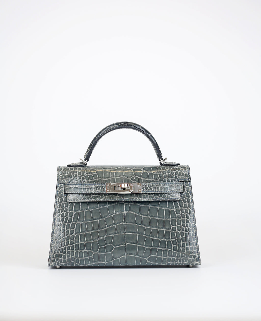 HERMÈS  Kelly II  OV Gris Ciment Crocodile Porosus Mat – Rare Collector’s Treasure