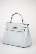 HERMES Togo Kelly Retourne 28 Rouge Bleu Pale