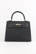 HERMES Chevre Kelly 25 Noir&White line