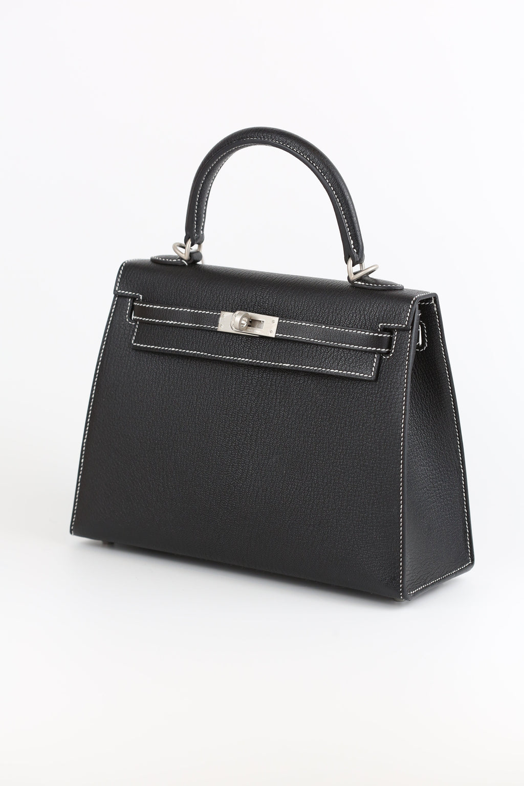 HERMES Chevre Kelly 25 Noir&White line