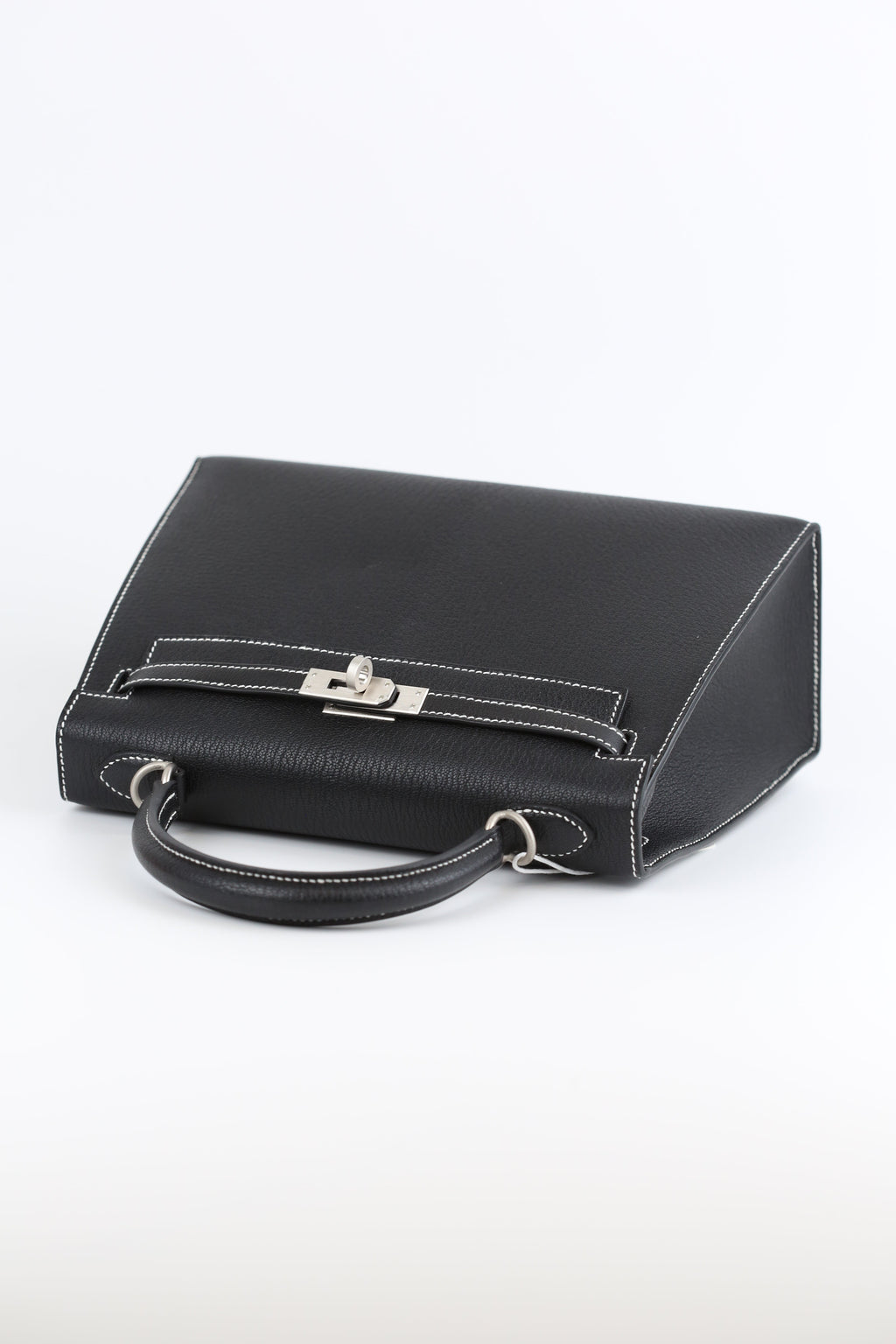 HERMES Chevre Kelly 25 Noir&White line