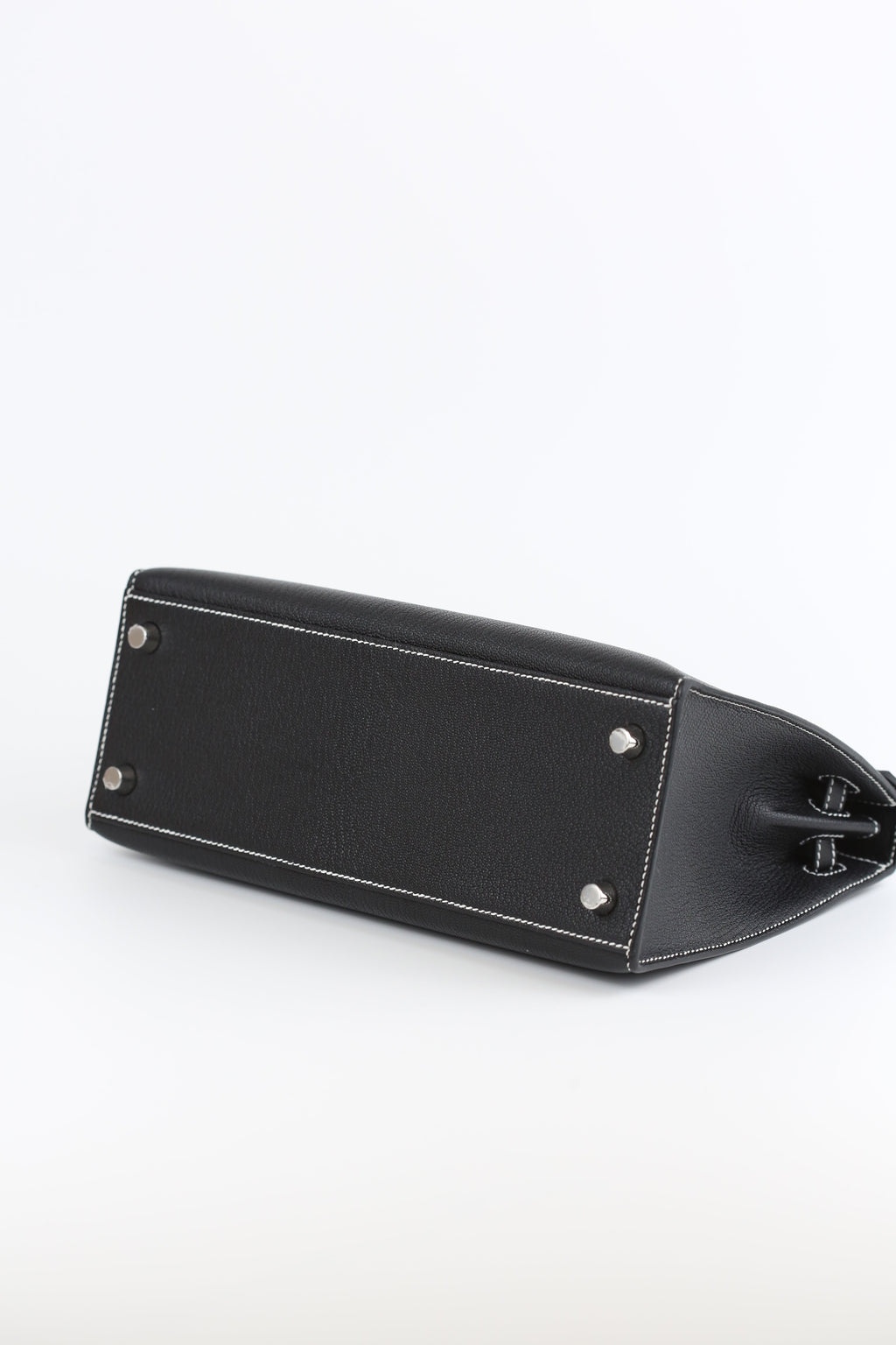 HERMES Chevre Kelly 25 Noir&White line