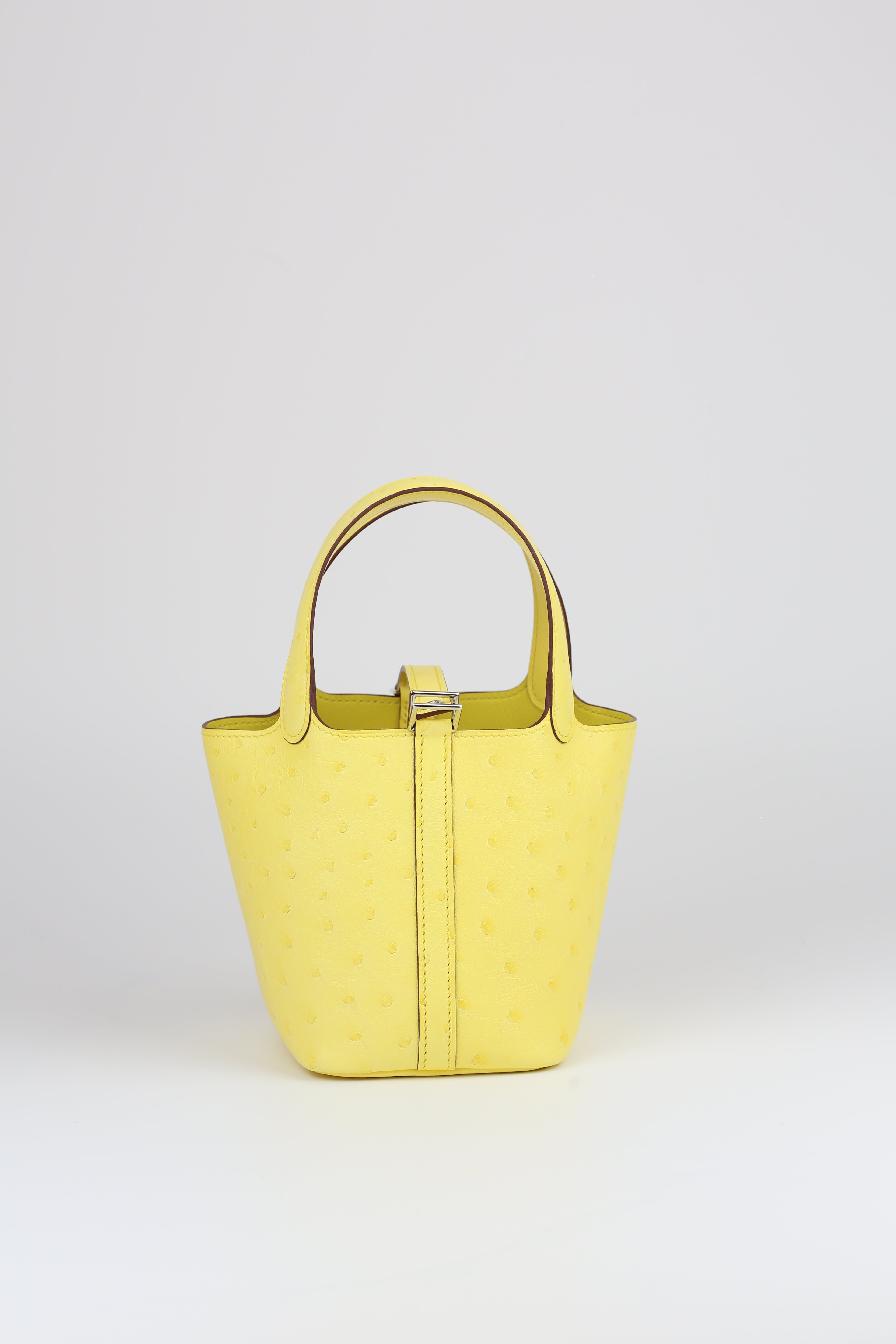 HERMÈS Mini Picotin Ostrich Jaune Citron