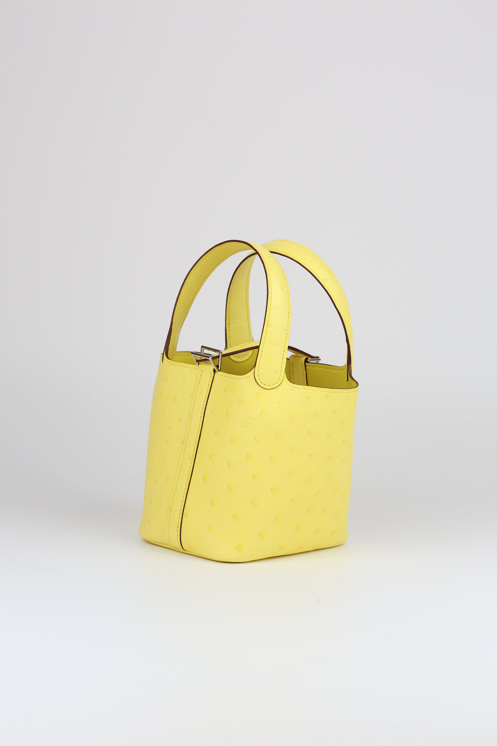 HERMÈS Mini Picotin Ostrich Jaune Citron