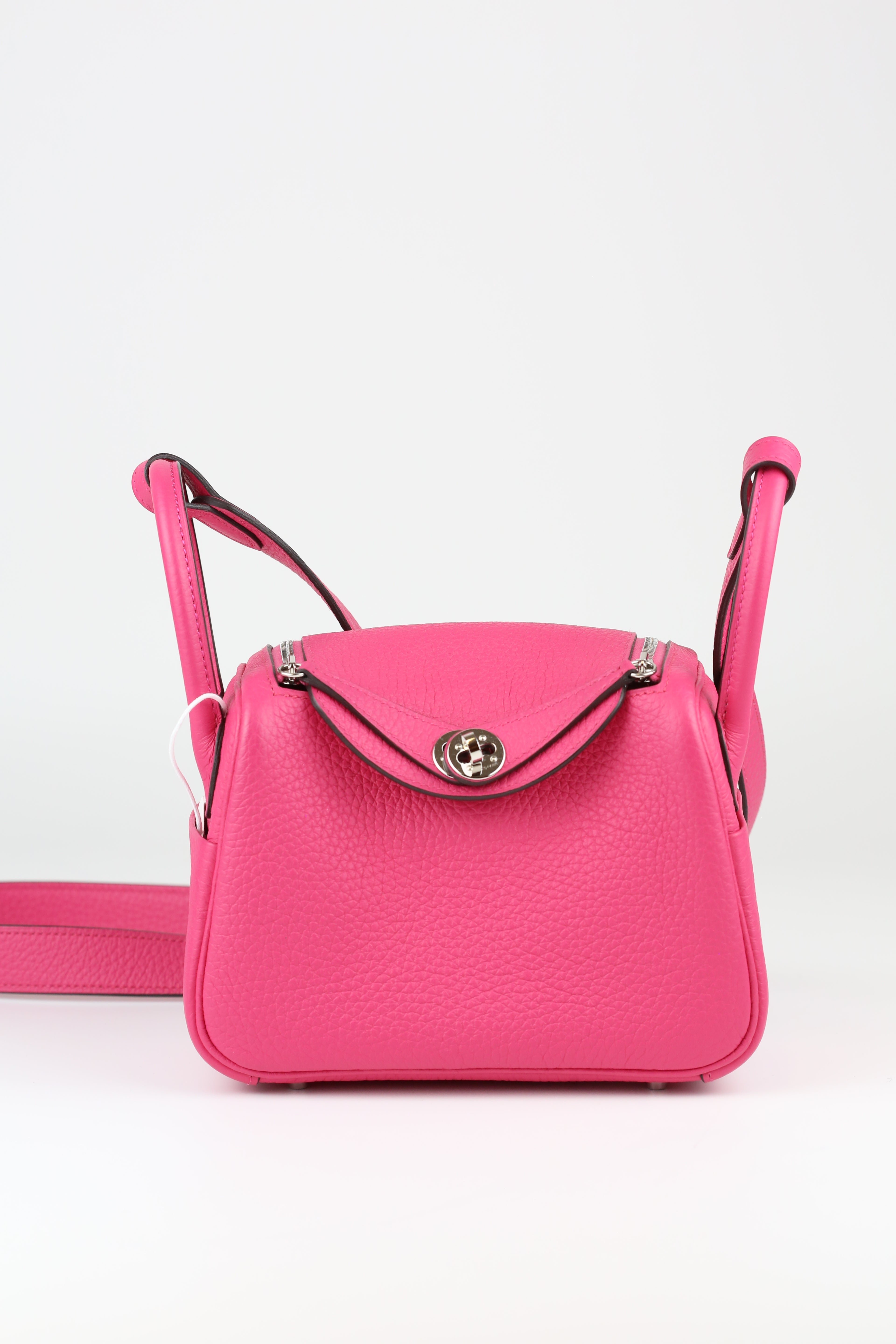 HERMÈS Rose Shocking Mini Lindy