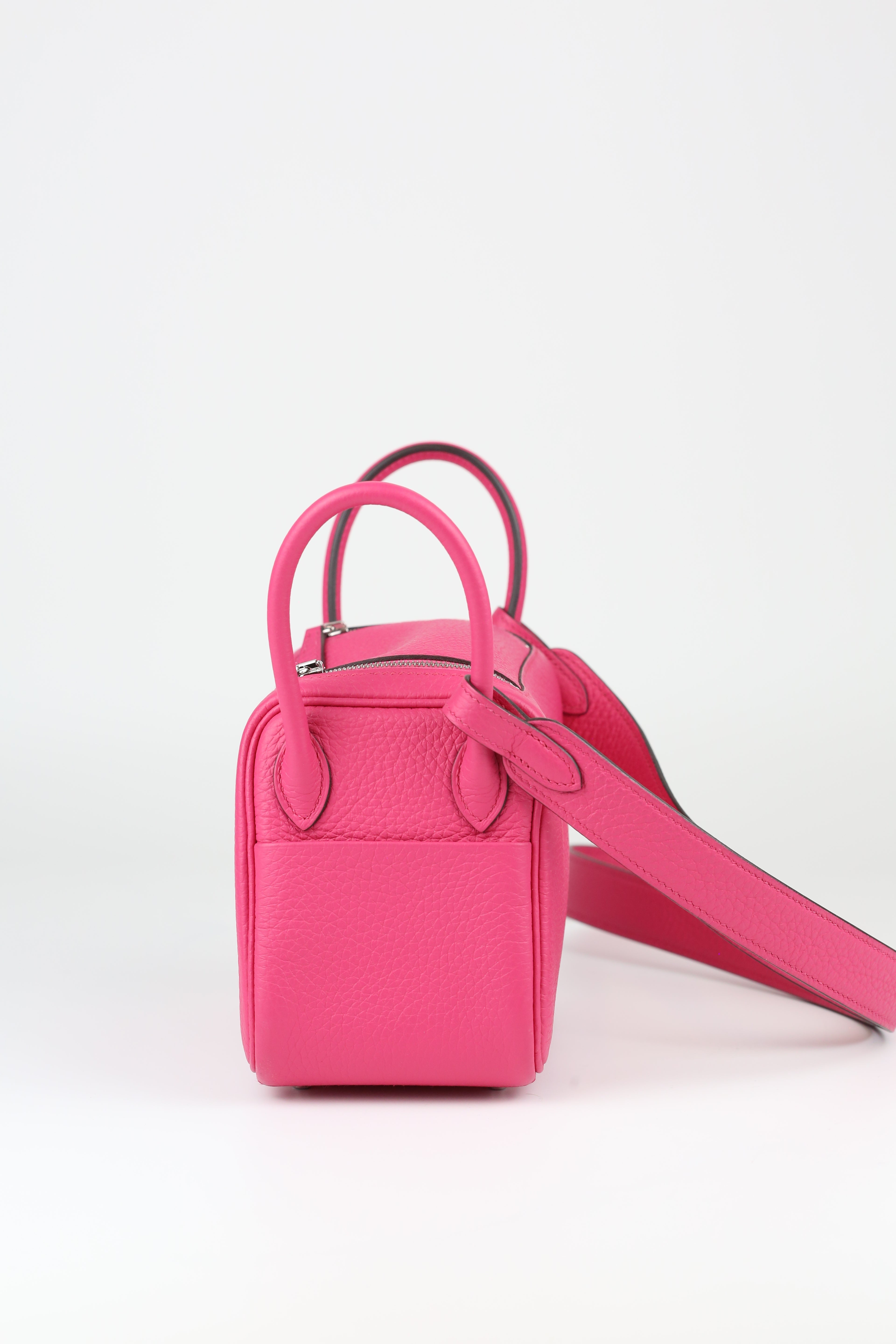 HERMÈS Rose Shocking Mini Lindy