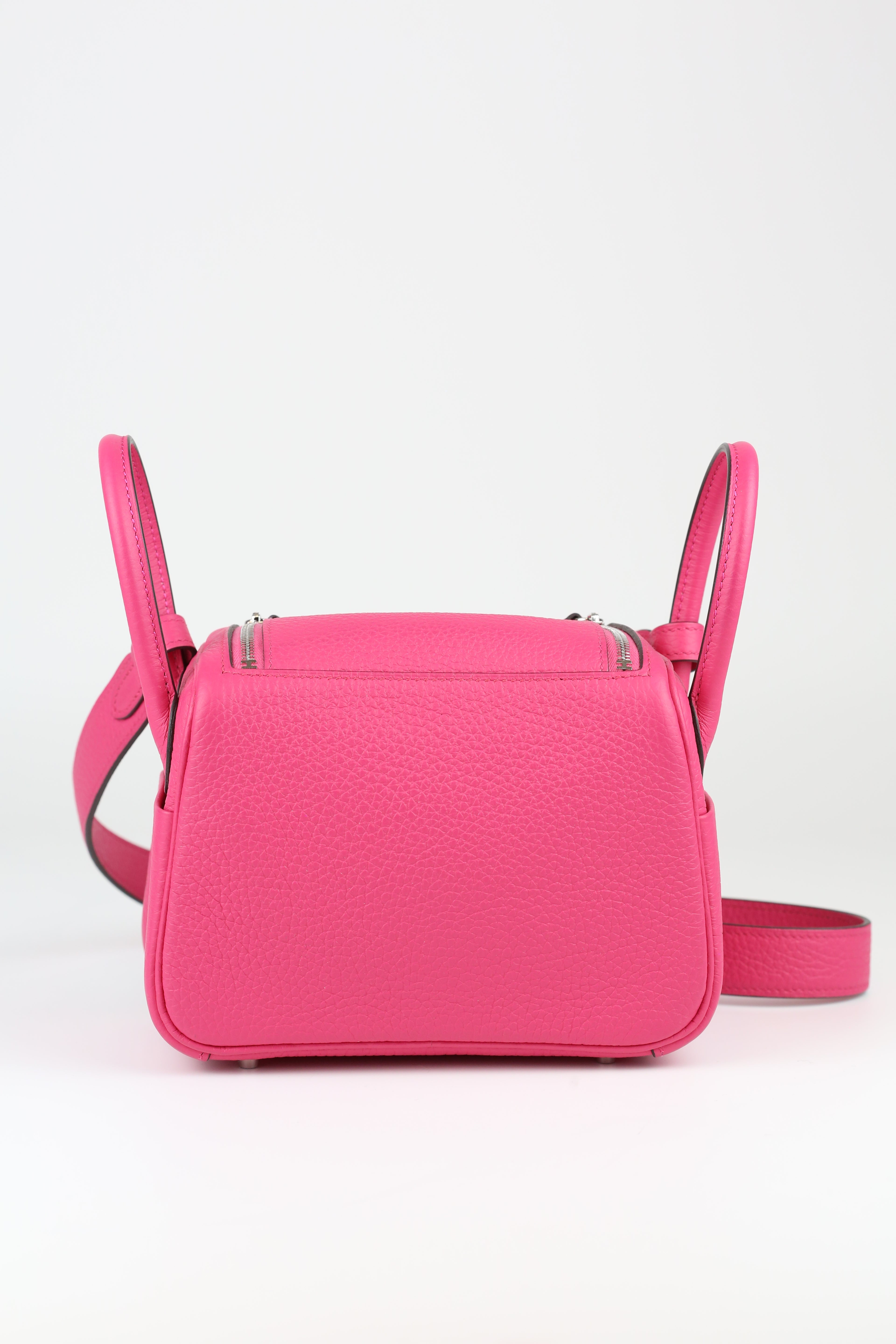 HERMÈS Rose Shocking Mini Lindy