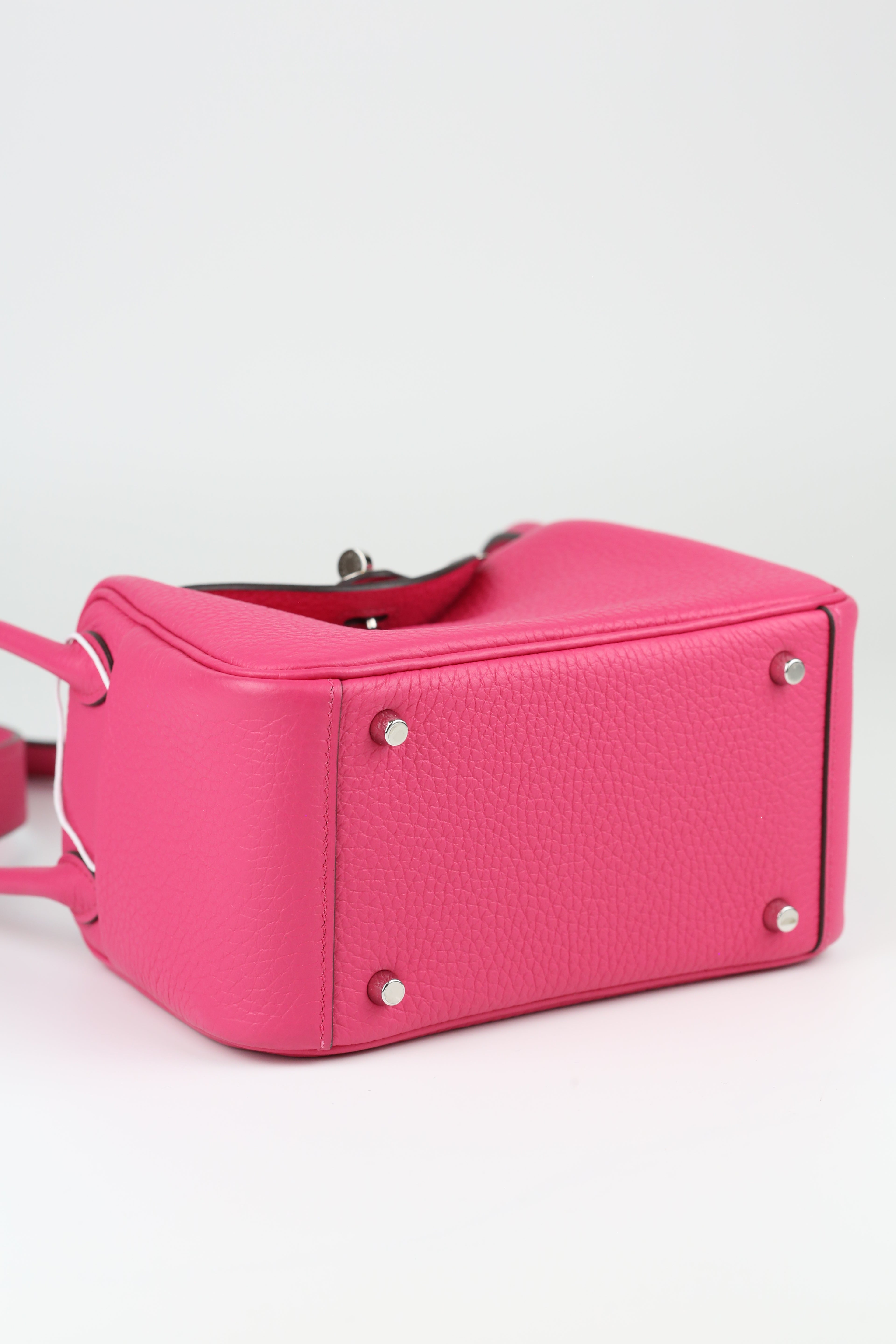HERMÈS Rose Shocking Mini Lindy