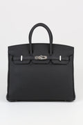 HERMÈS Birkin 25 Noir Silver