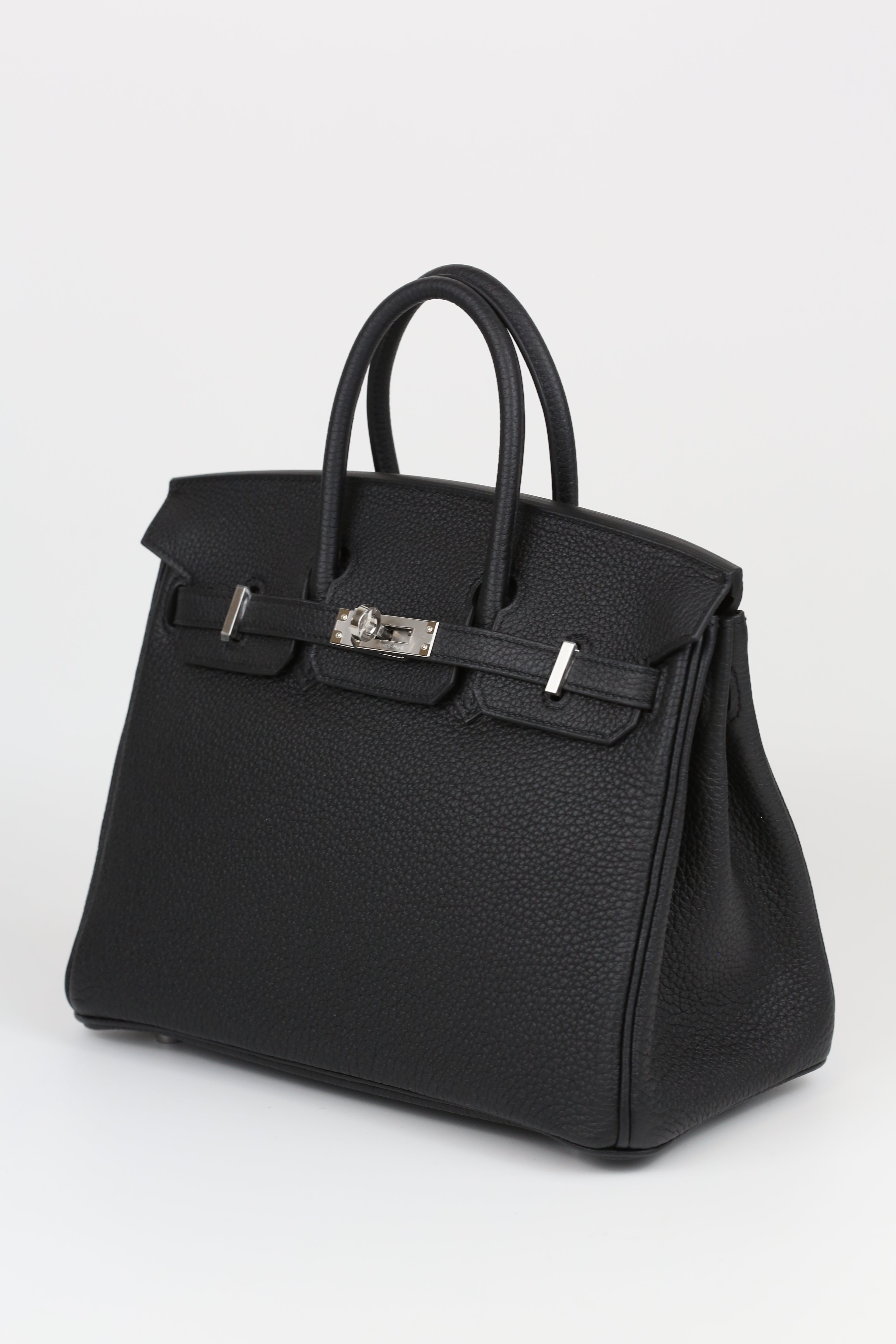 HERMÈS Birkin 25 Noir Silver