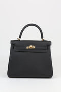HERMÈS Kelly 25 Noir Gold