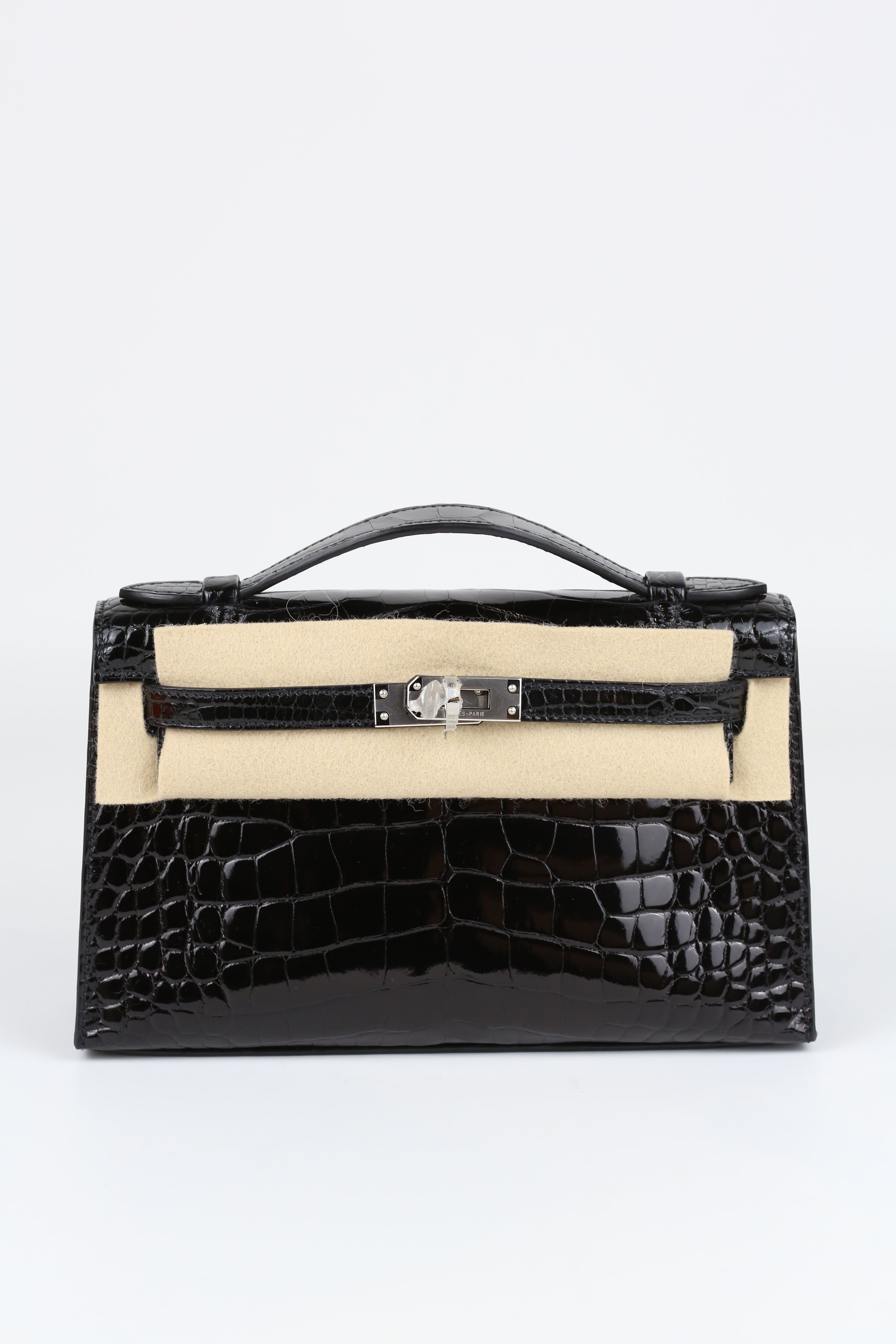 HERMÈS Kelly Pochette Black Silver