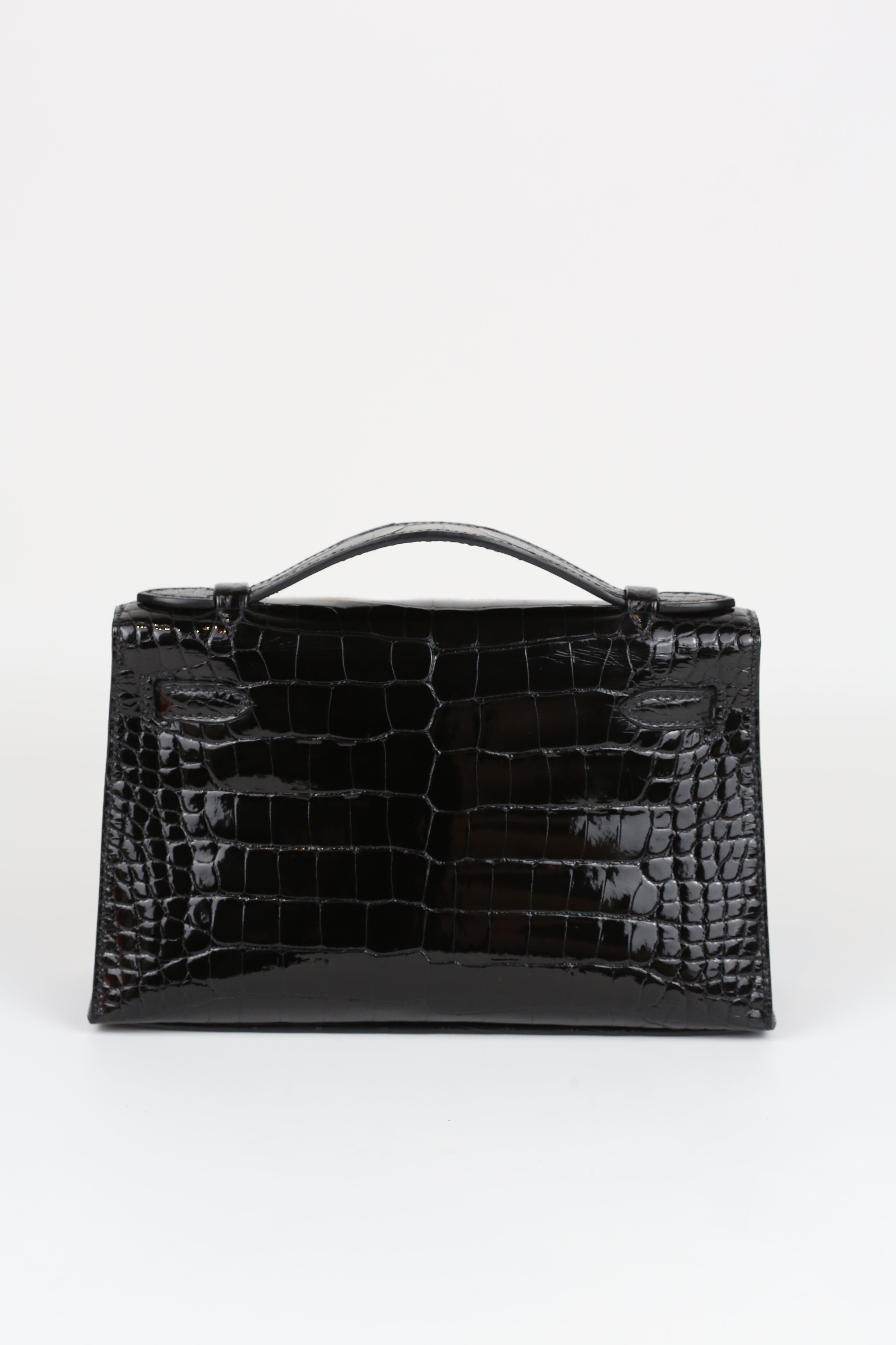 HERMÈS Kelly Pochette Black Silver
