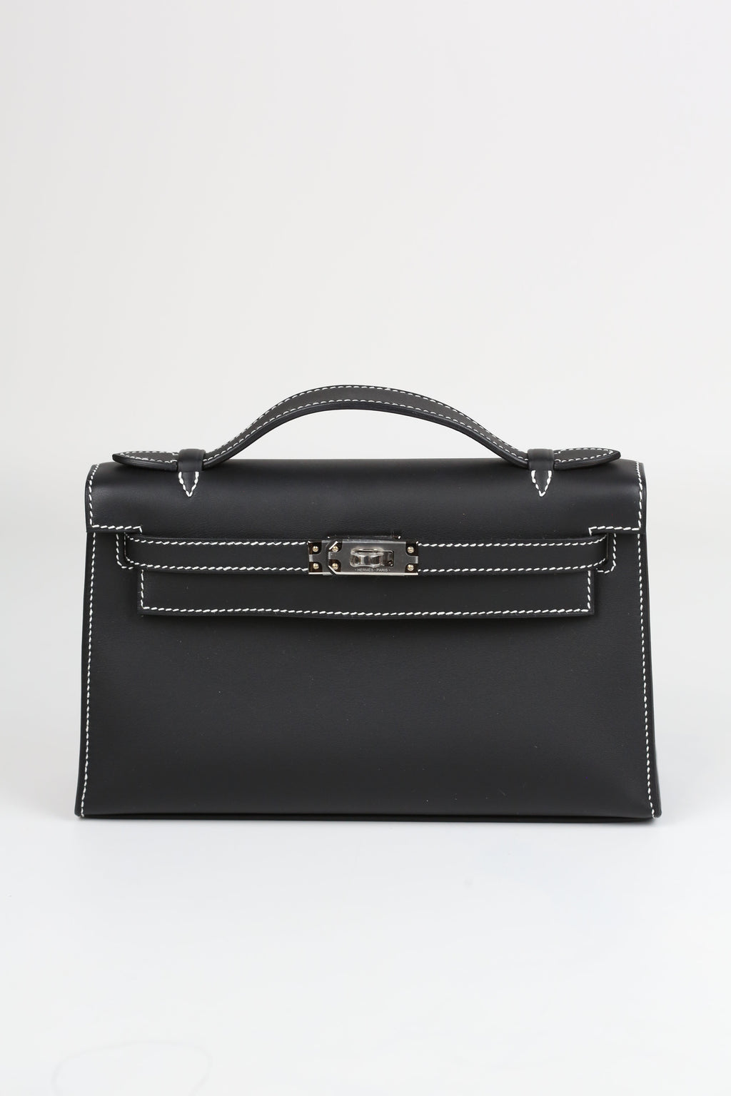 HERMÈS Kelly Pochette Black Silver