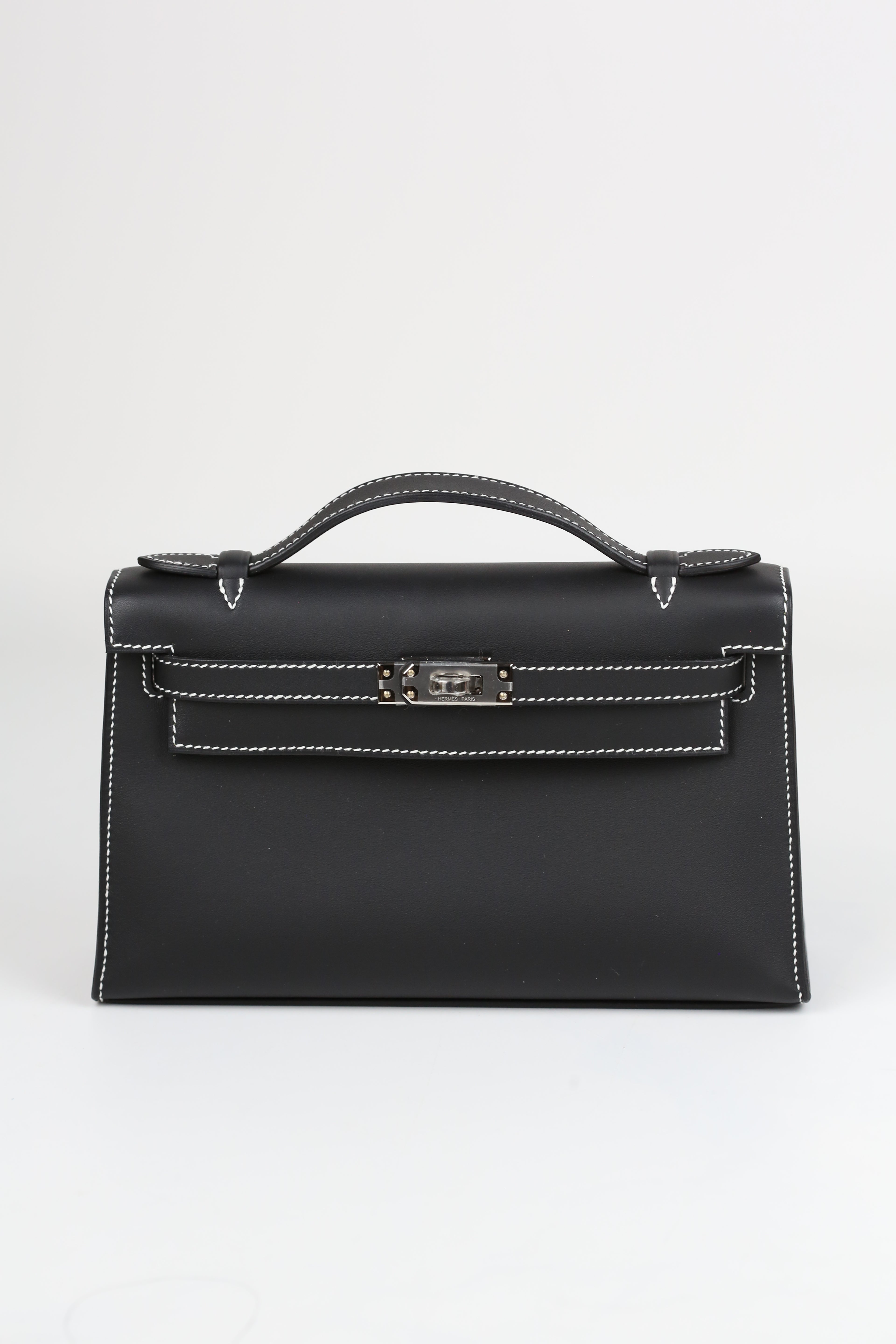 HERMÈS Kelly Pochette Black Silver