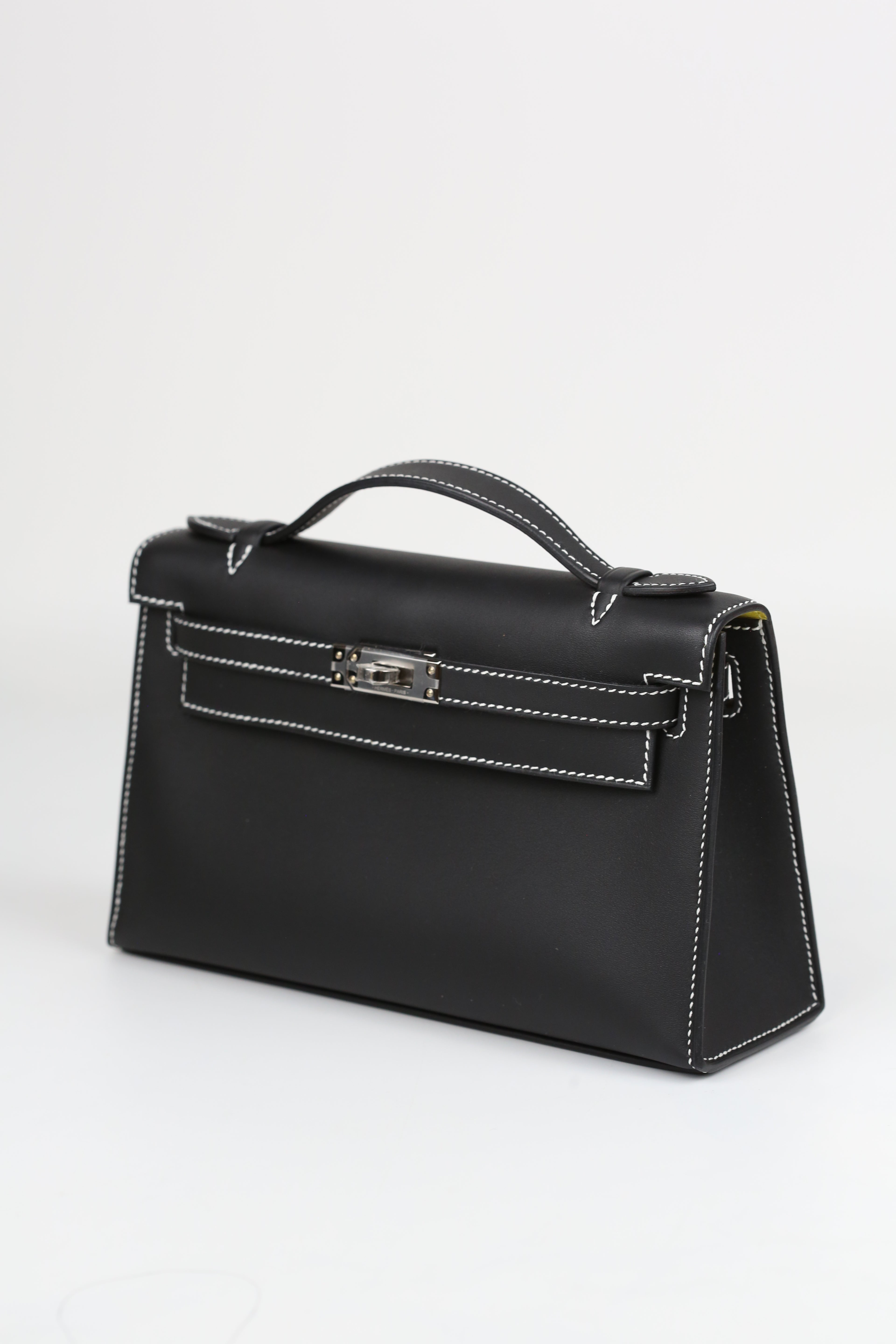 HERMÈS Kelly Pochette Black Silver