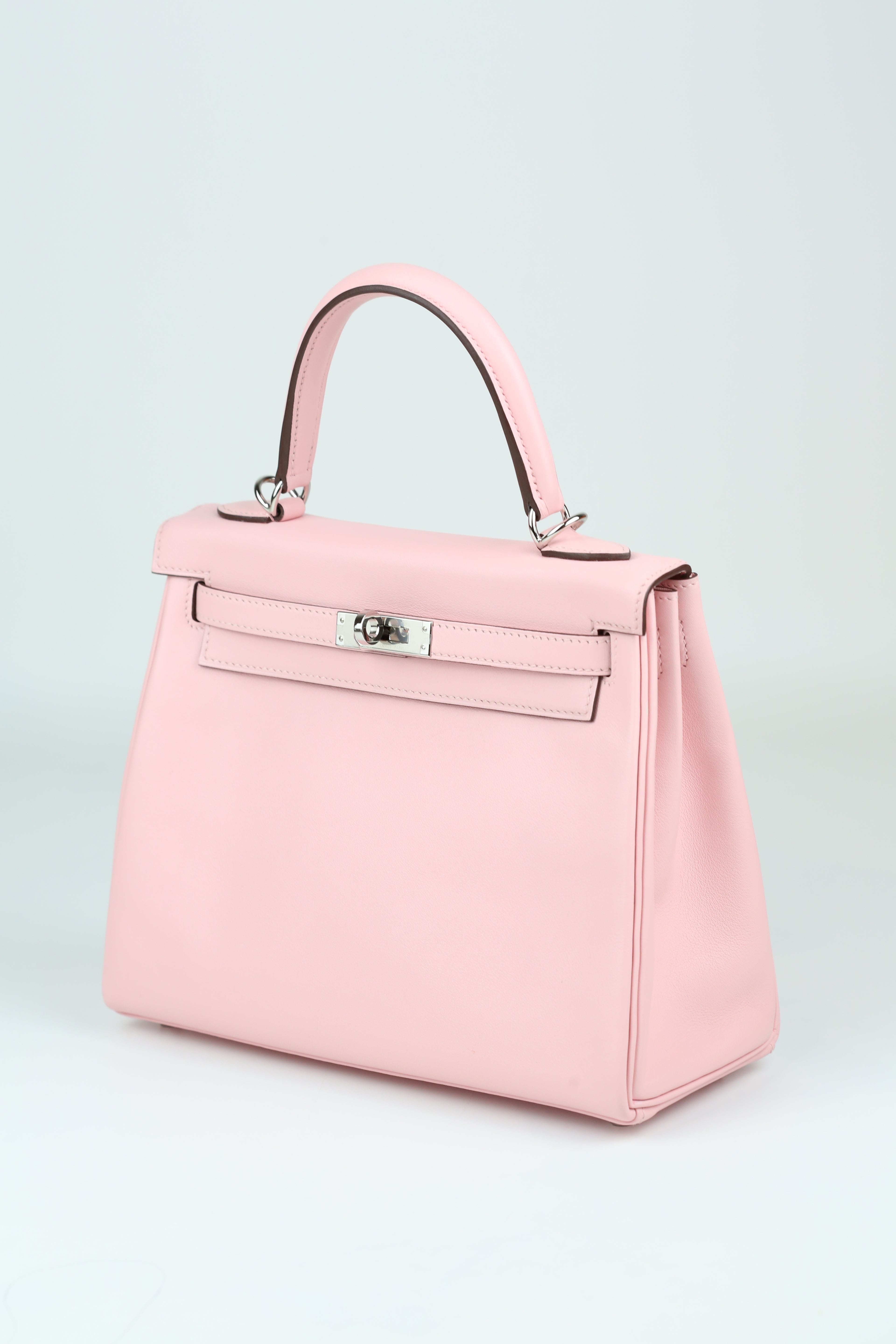 HERMÈS Kelly 25 Rose Sakura Silver