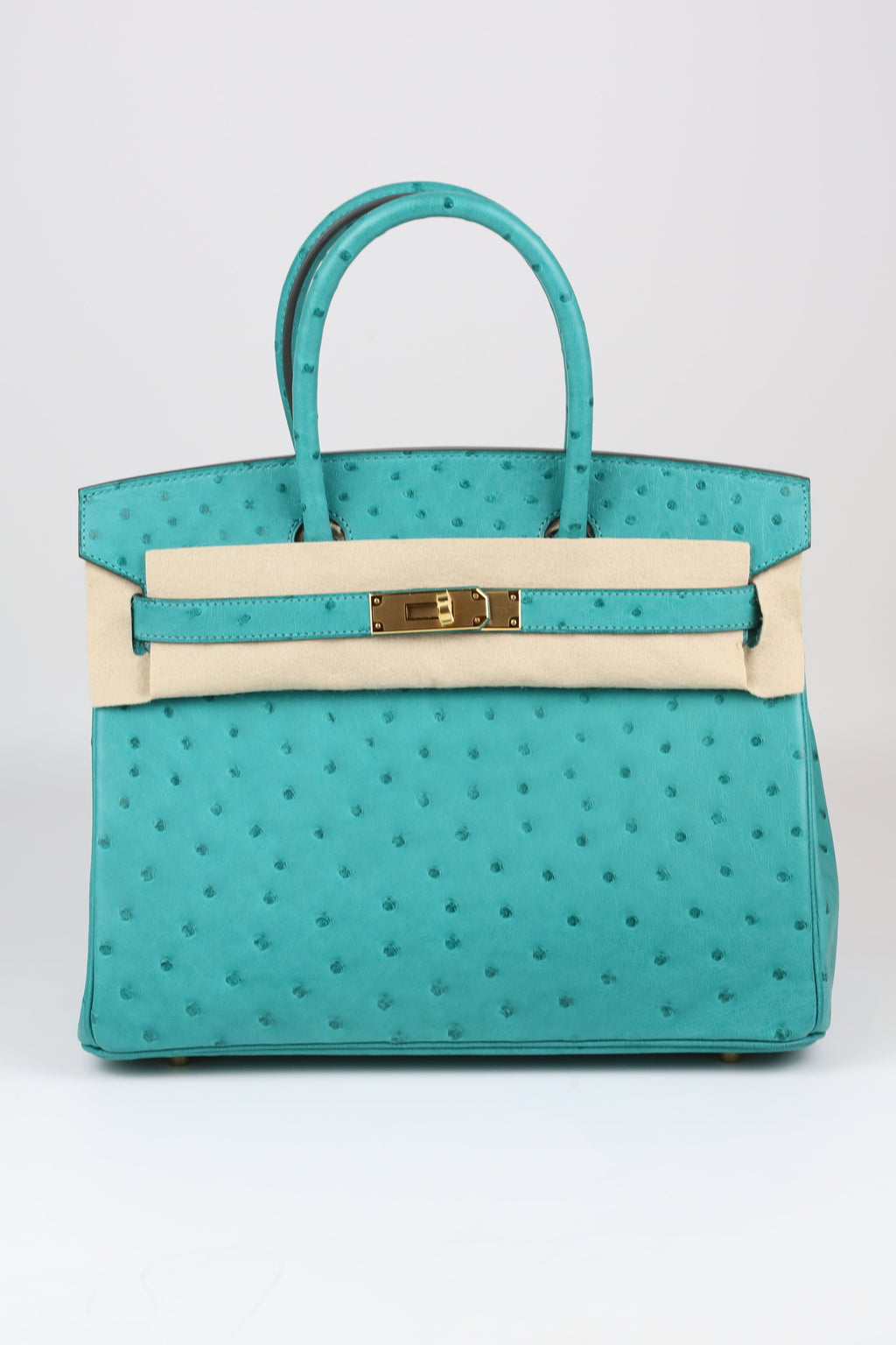 HERMÈS Birkin 30 Ostrich Vert Verone Gold