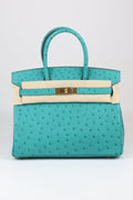 HERMÈS Birkin 30 Ostrich Vert Verone Gold