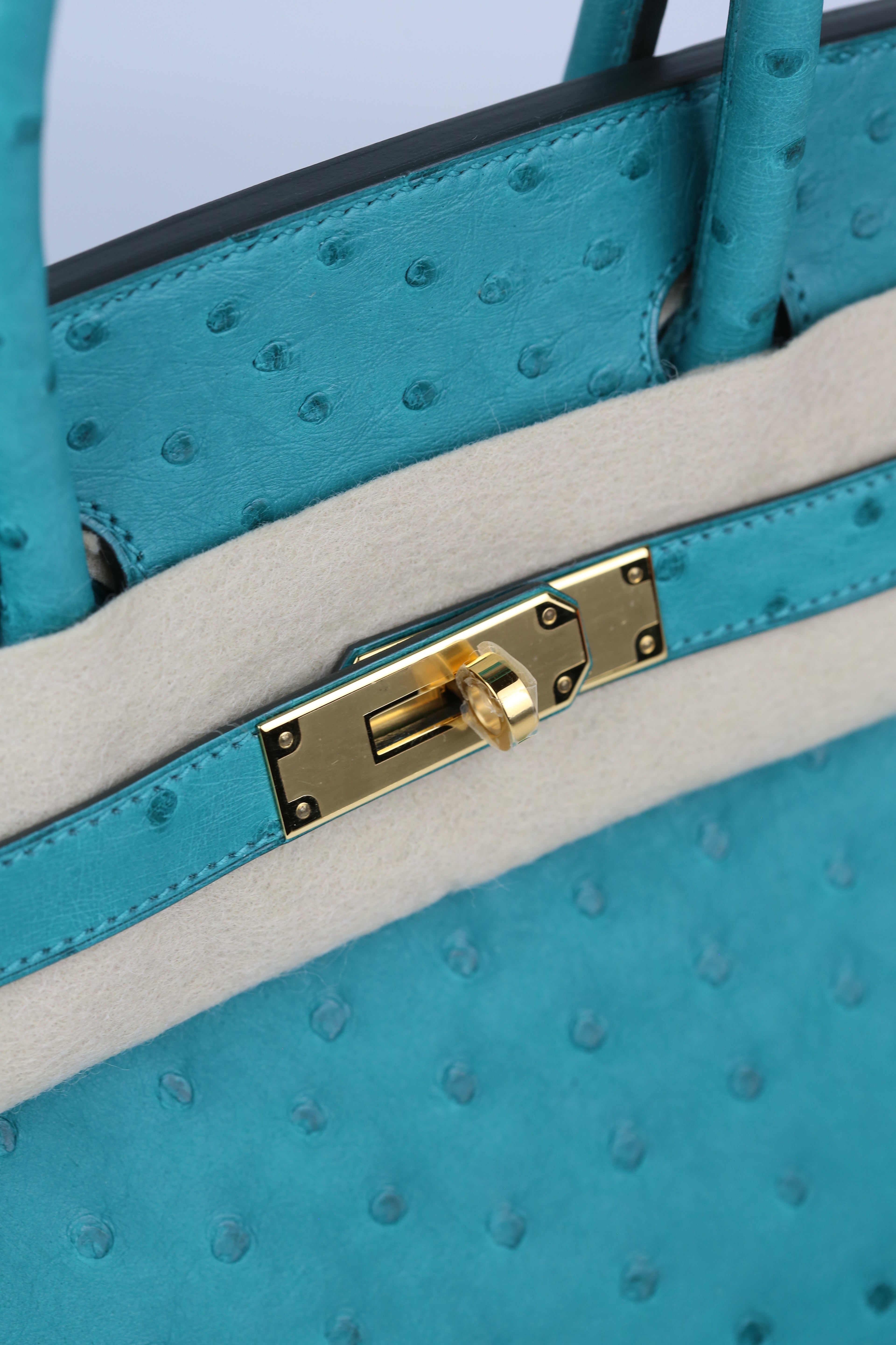 HERMÈS Birkin 30 Ostrich Vert Verone Gold
