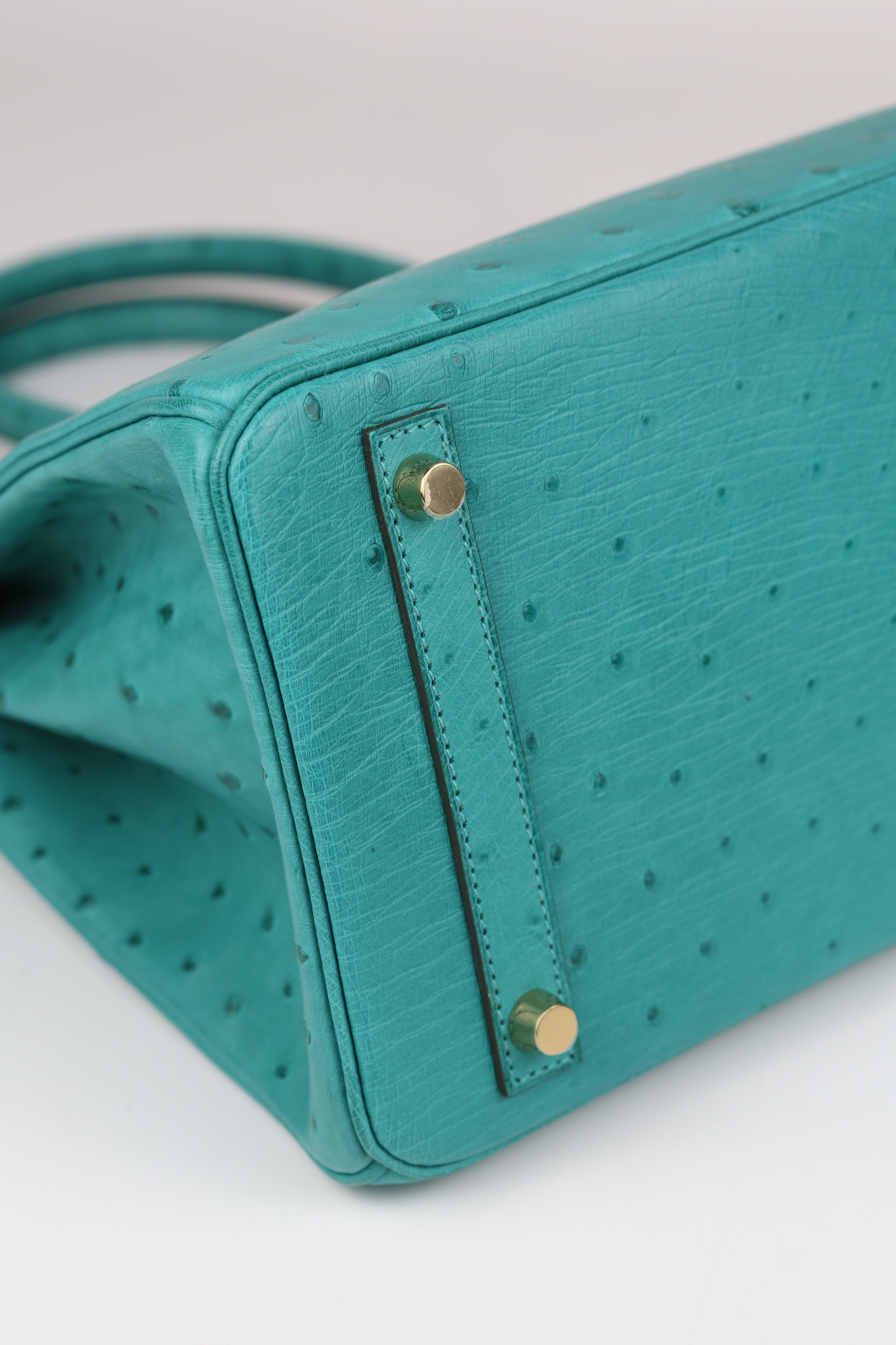 HERMÈS Birkin 30 Ostrich Vert Verone Gold