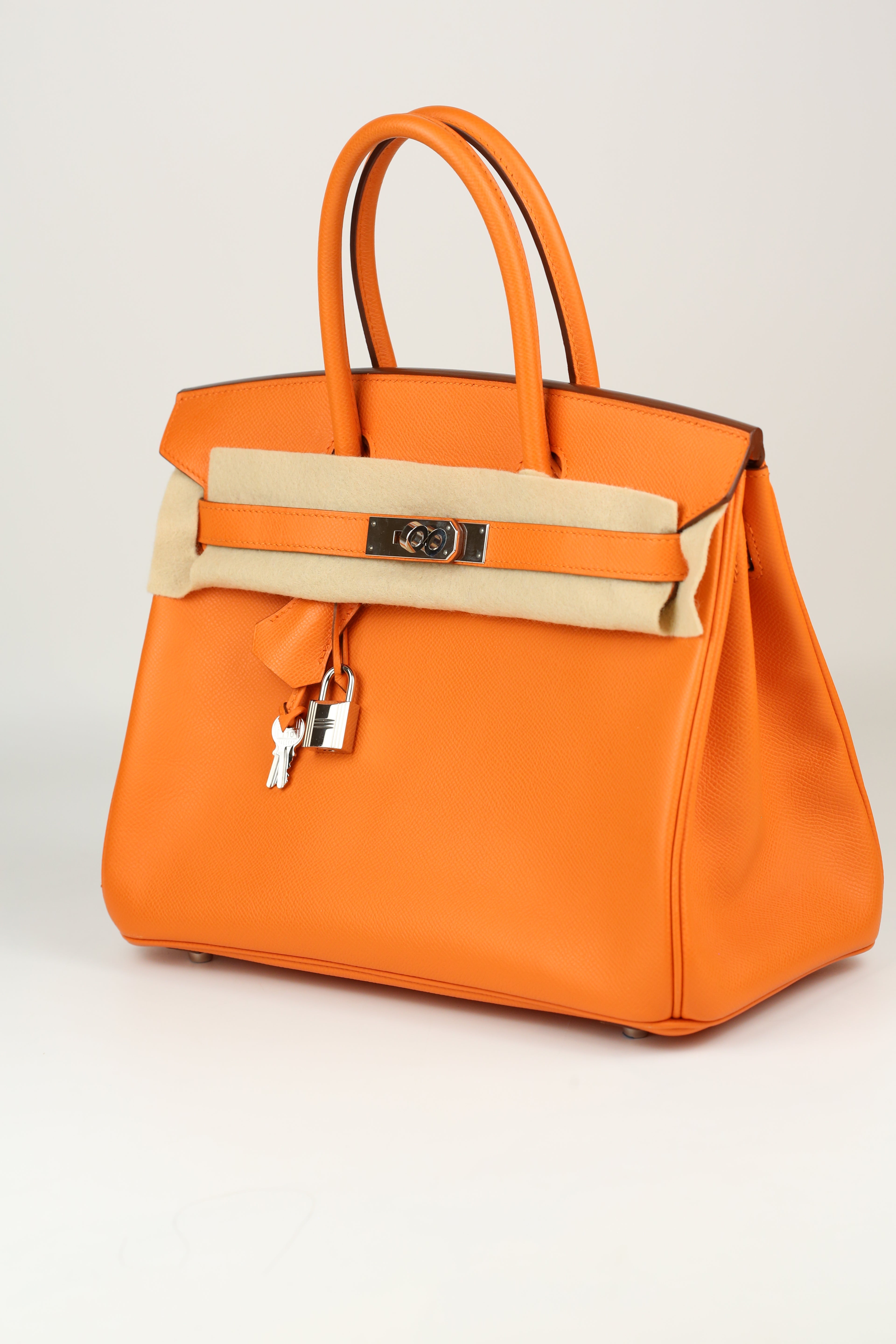 HERMÈS Birkin 30 Orange Silver