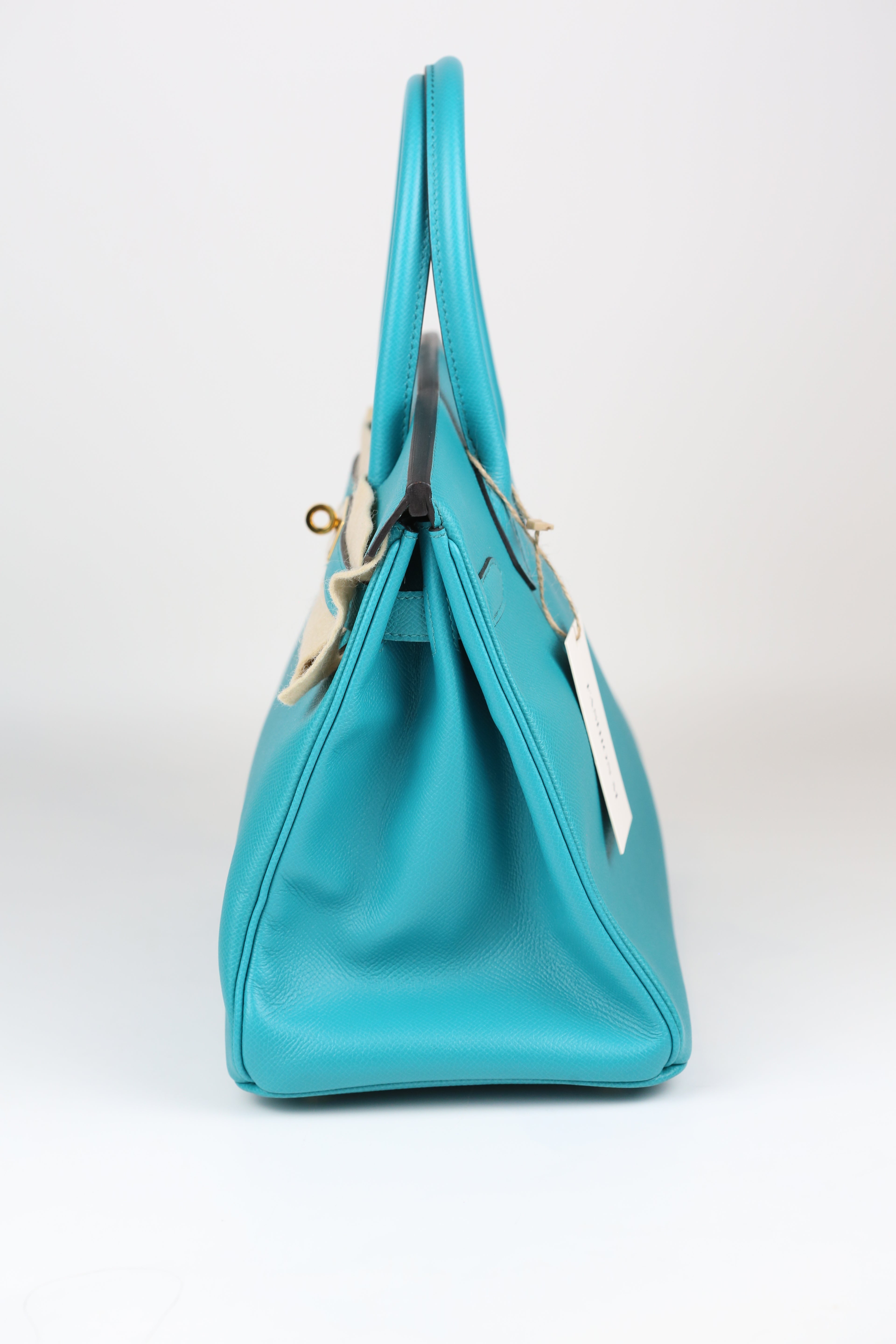 HERMÈS Birkin Bleu Paon  Gold