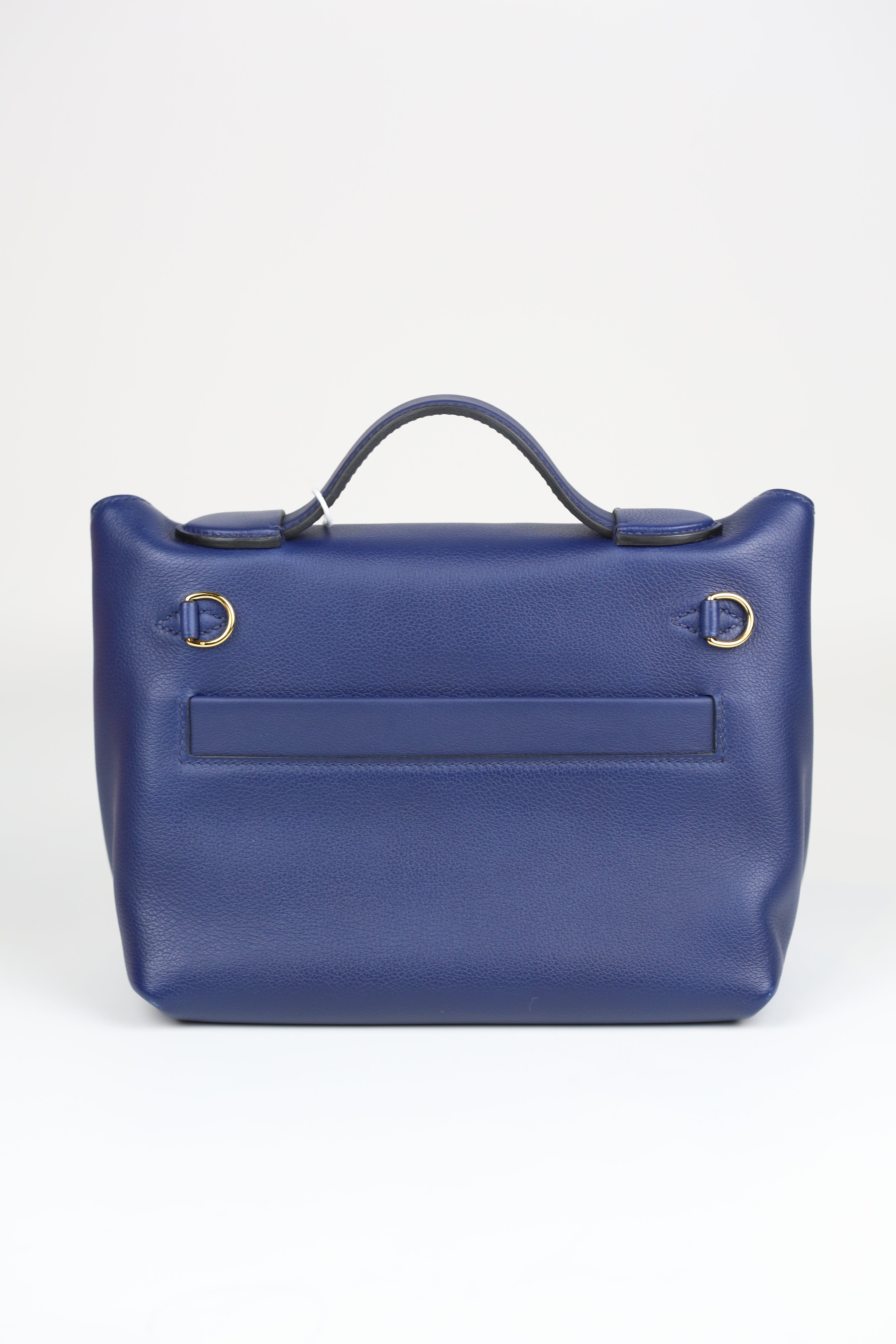 HERMÈS 2424 Bleu Saphir Gold Evercolor