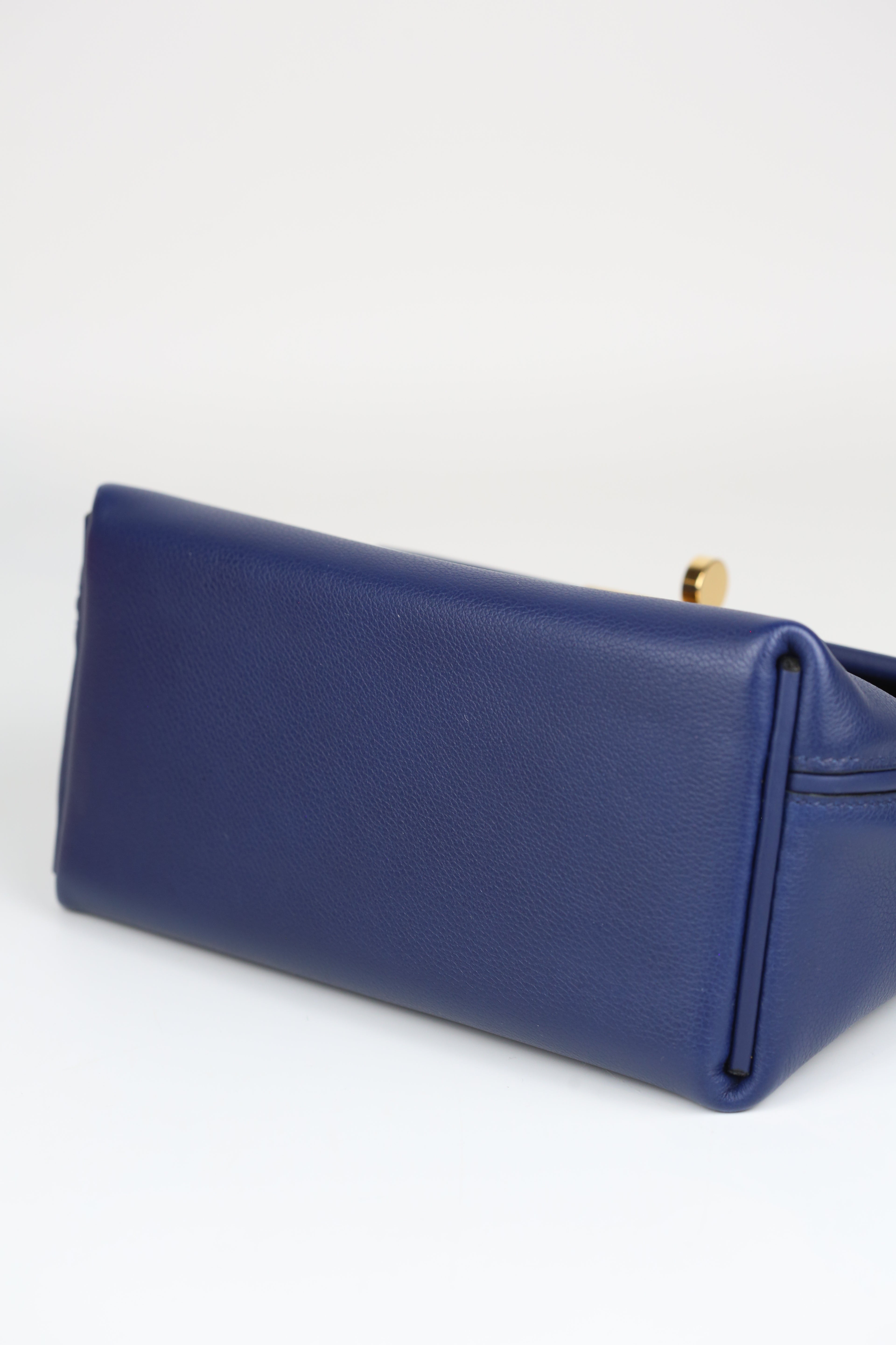 HERMÈS 2424 Bleu Saphir Gold Evercolor