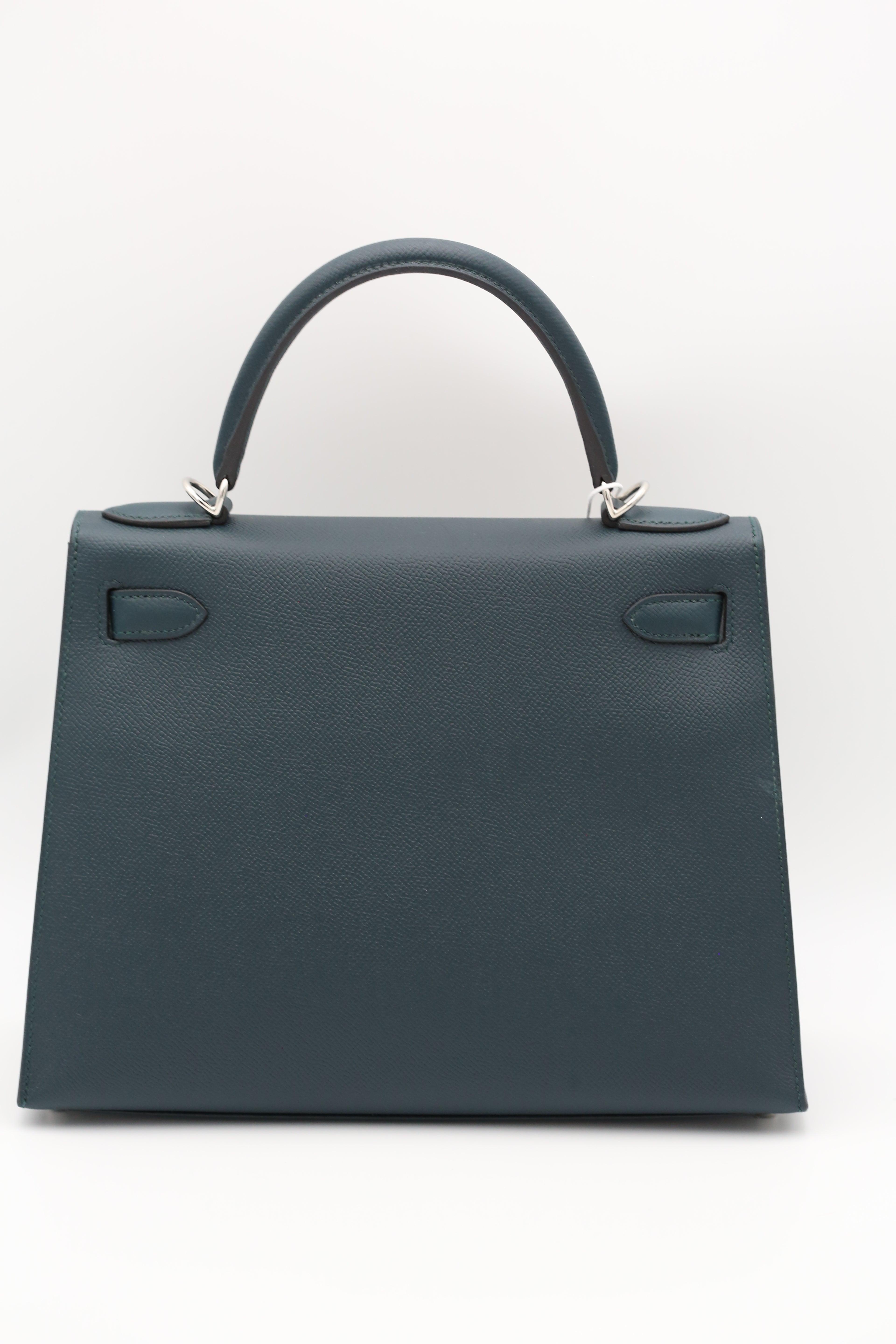 HERMÈS Kelly 28 Vert Cypress Silver