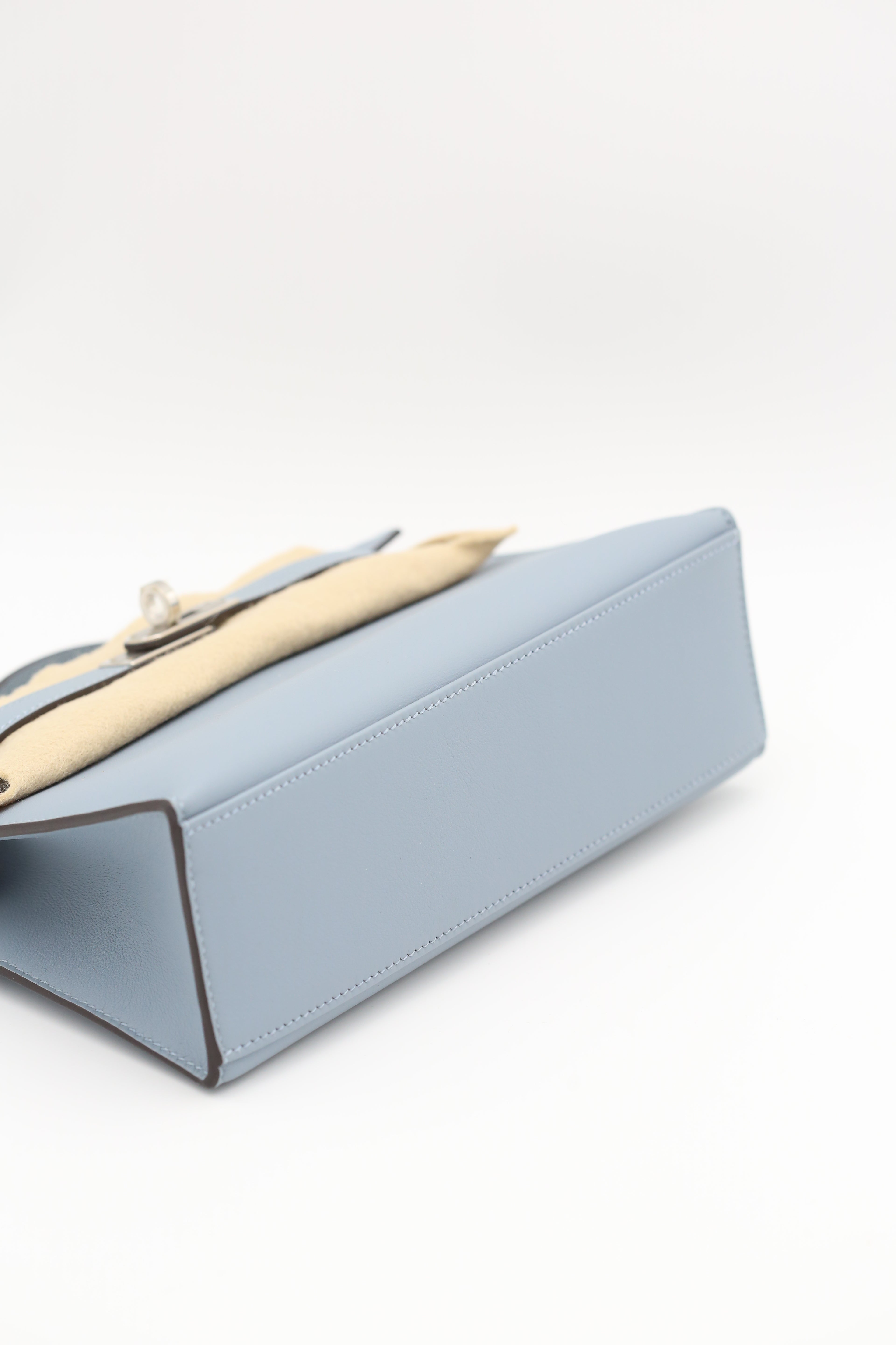 HERMÈS Mini Kelly Pochette J7 Blue Lin