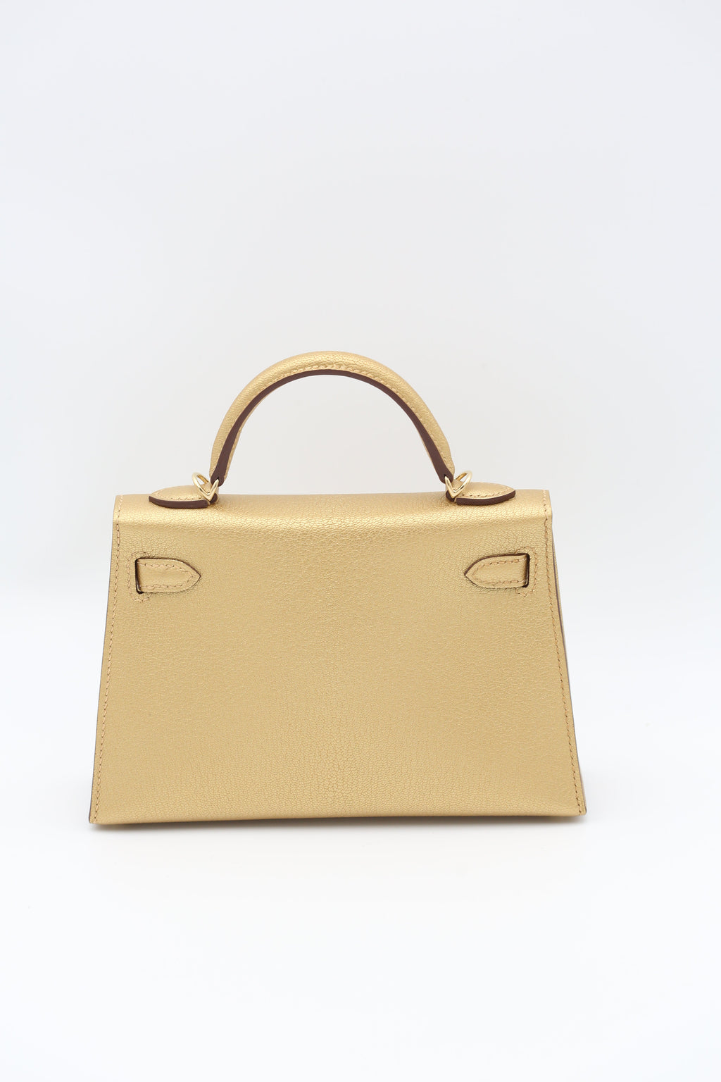 HERMÈS Mini Kelly 20 Chevre Metallic Gold with PBHW