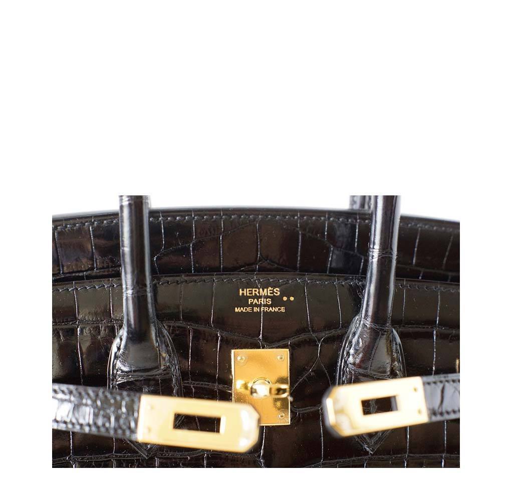 Hermès Birkin 25 Black Crocodile Bag GHW