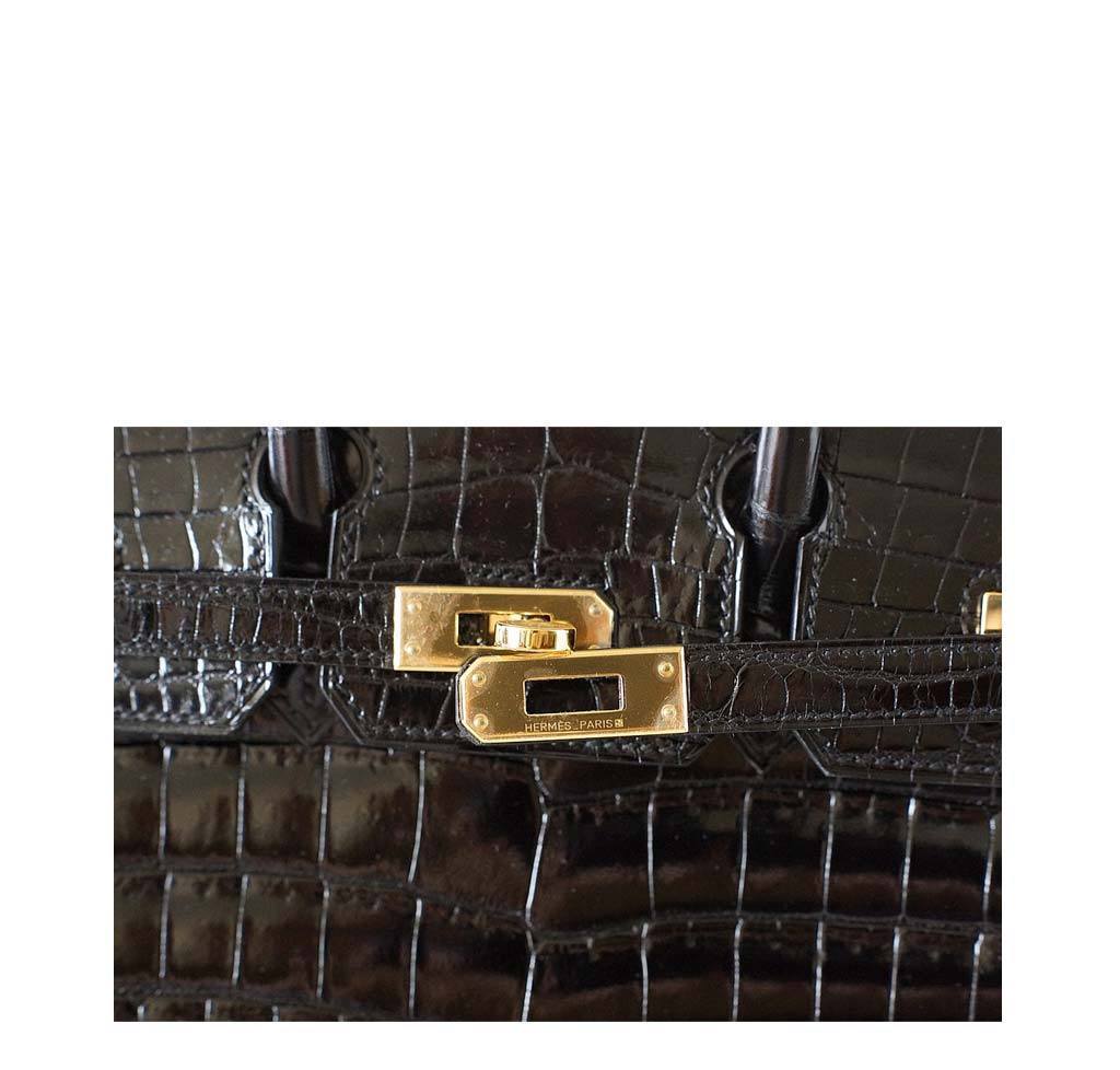 Hermès Birkin 25 Black Crocodile Bag GHW