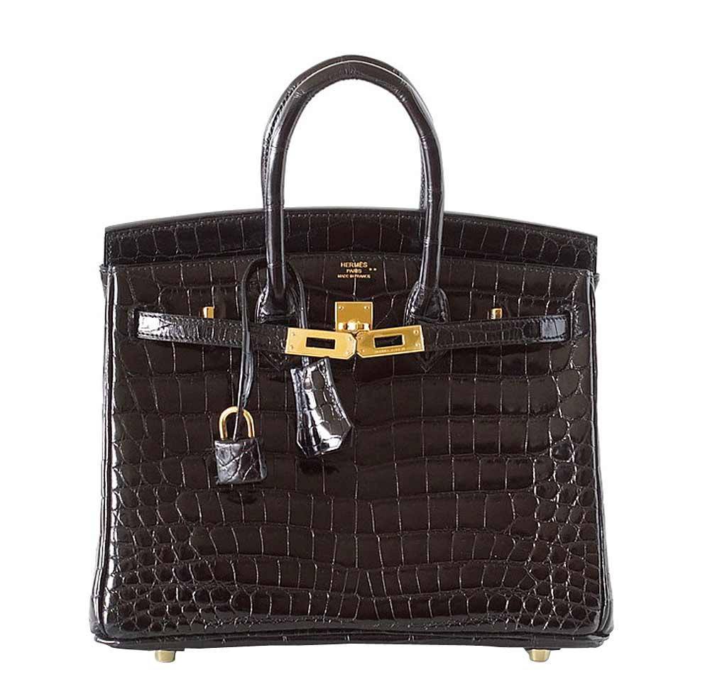Hermès Birkin 25 Black Crocodile Bag GHW
