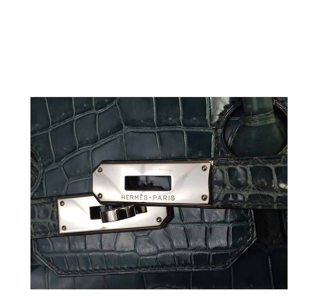 Hermès Birkin 35 Malachite Porosus Crocodile Bag PHW