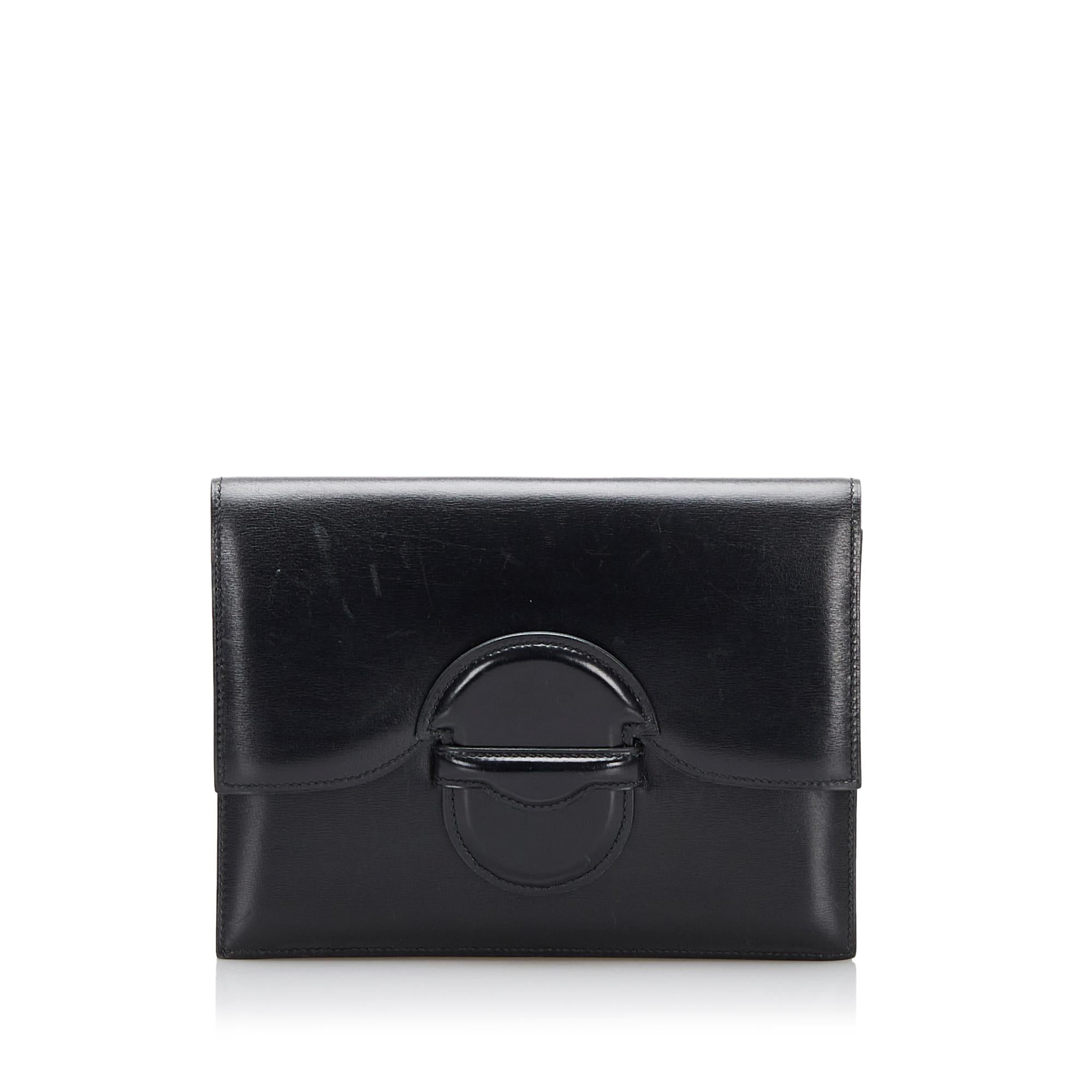 Hermes Box Calf Leather Clutch Bag (SHG-tVRJO2)