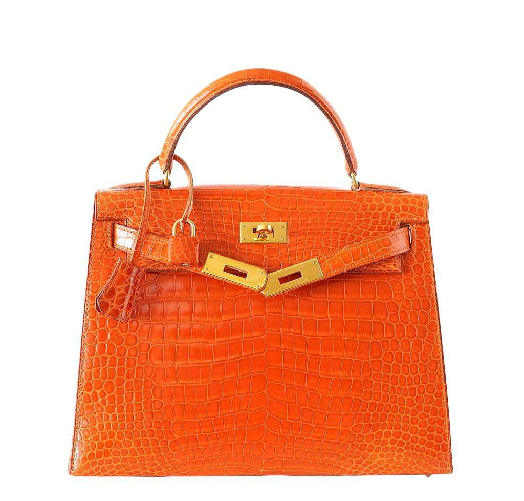 Hermès Kelly 32 Orange Crocodile Bag