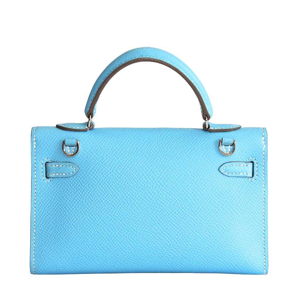Hermès Tiny Kelly Micro Mini Celeste Epsom PHW
