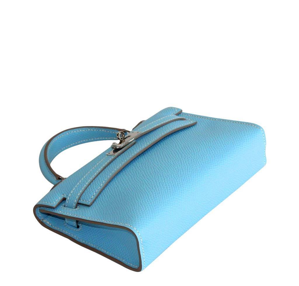 Hermès Tiny Kelly Micro Mini Celeste Epsom PHW