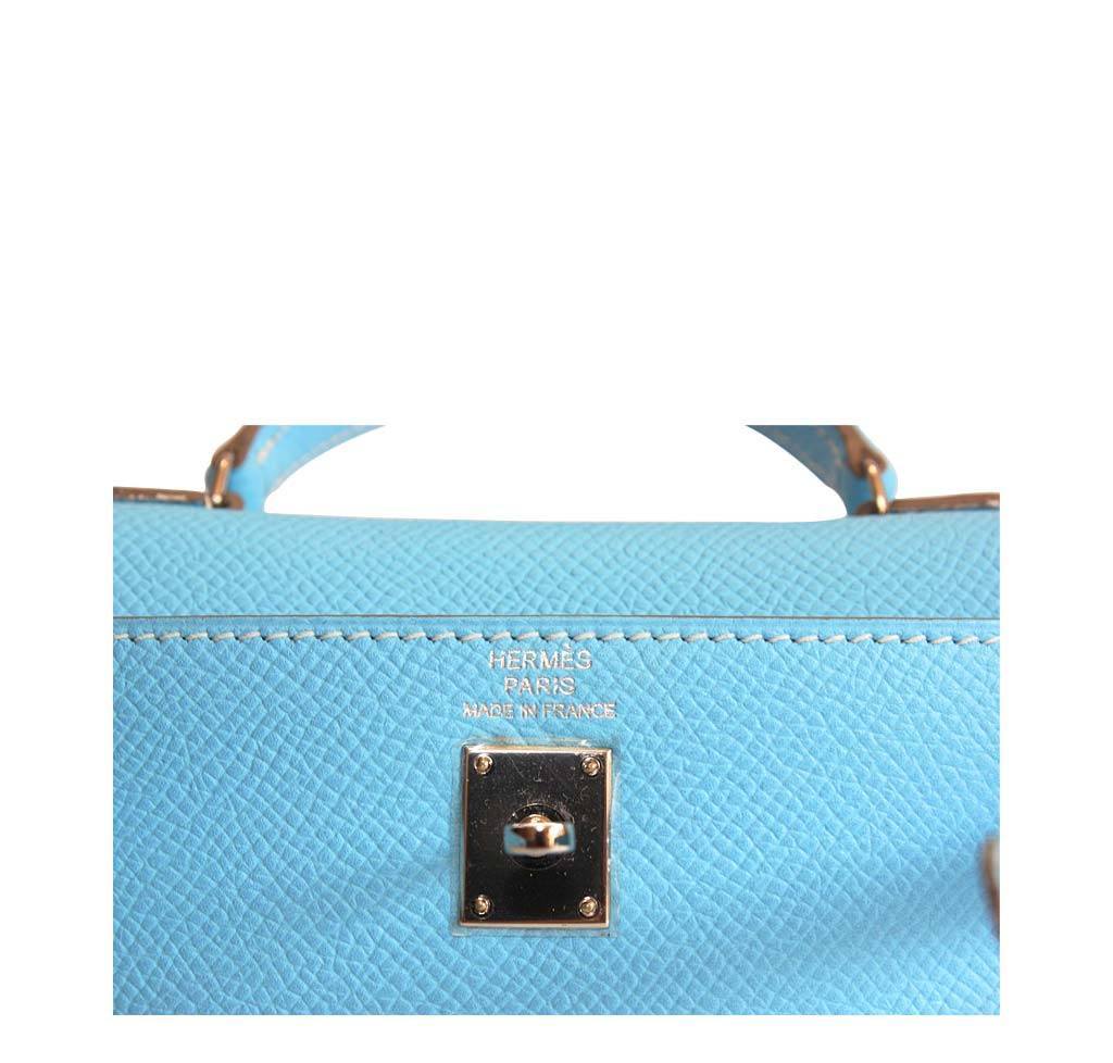 Hermès Tiny Kelly Micro Mini Celeste Epsom PHW